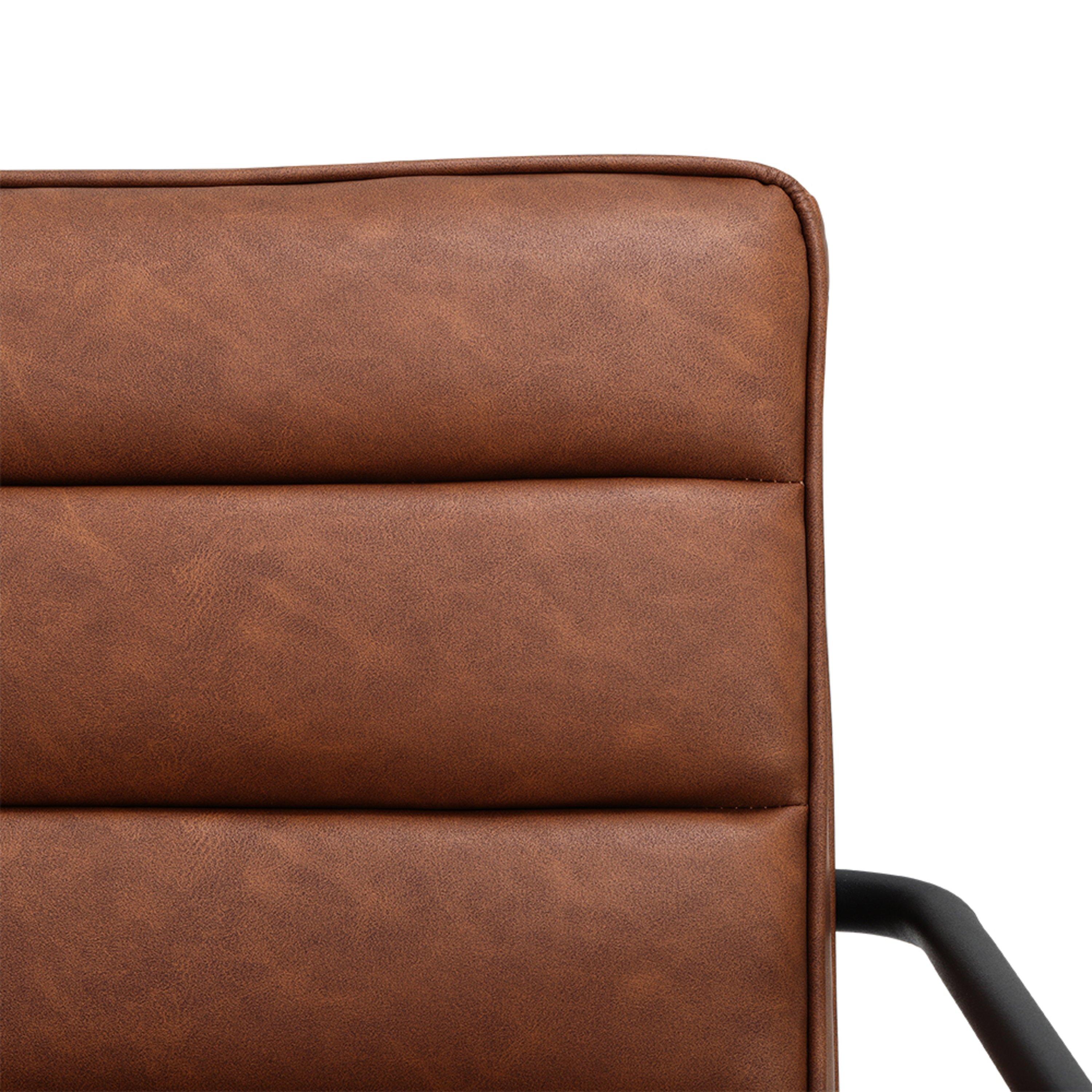 Tan - Kabinet UK - PU Leather Cushioned Accent Armchair - 5