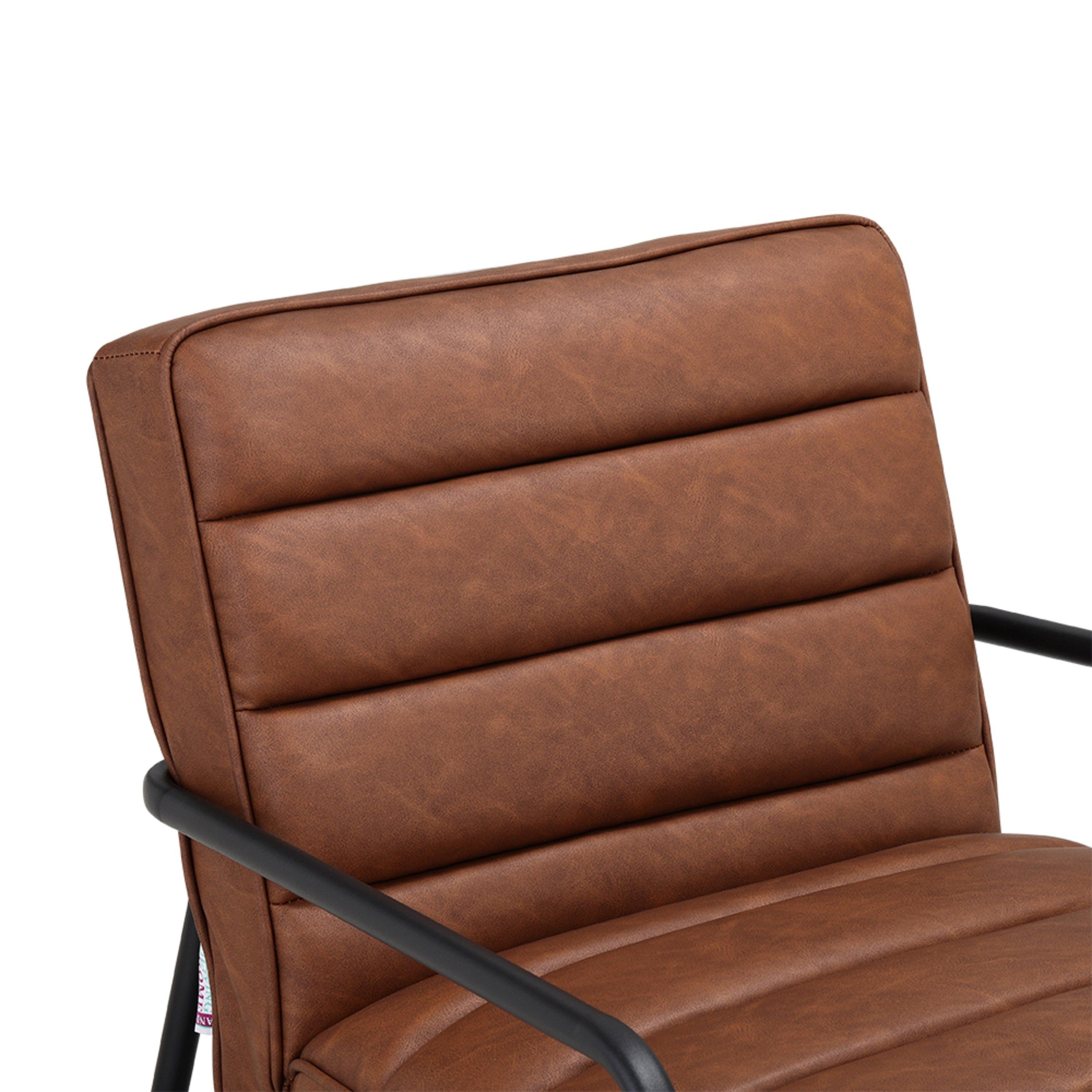Tan - Kabinet UK - PU Leather Cushioned Accent Armchair - 7