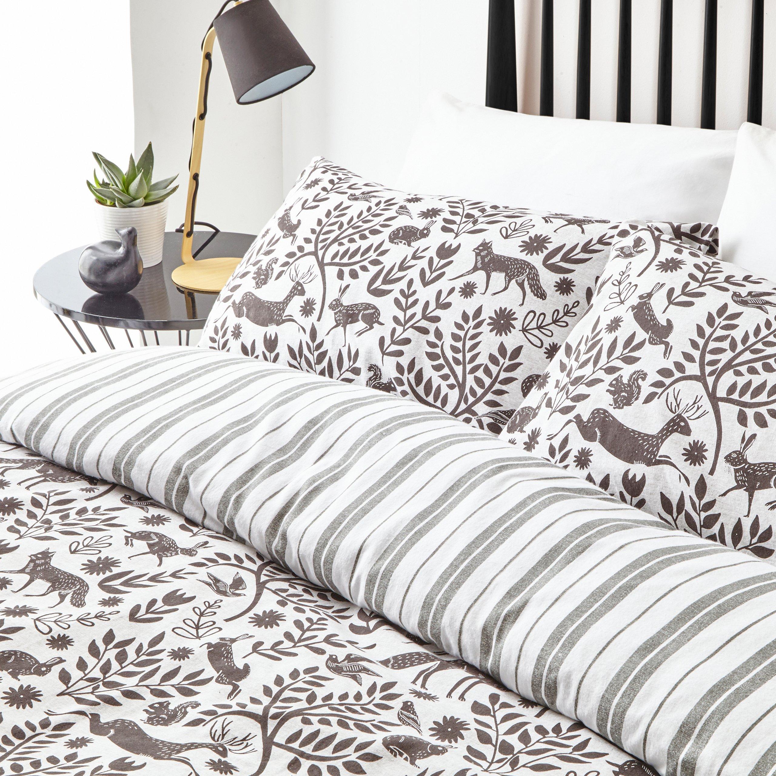 Grey - furn. - Skandi Woodland Brushed Cotton Duvet Set - 2