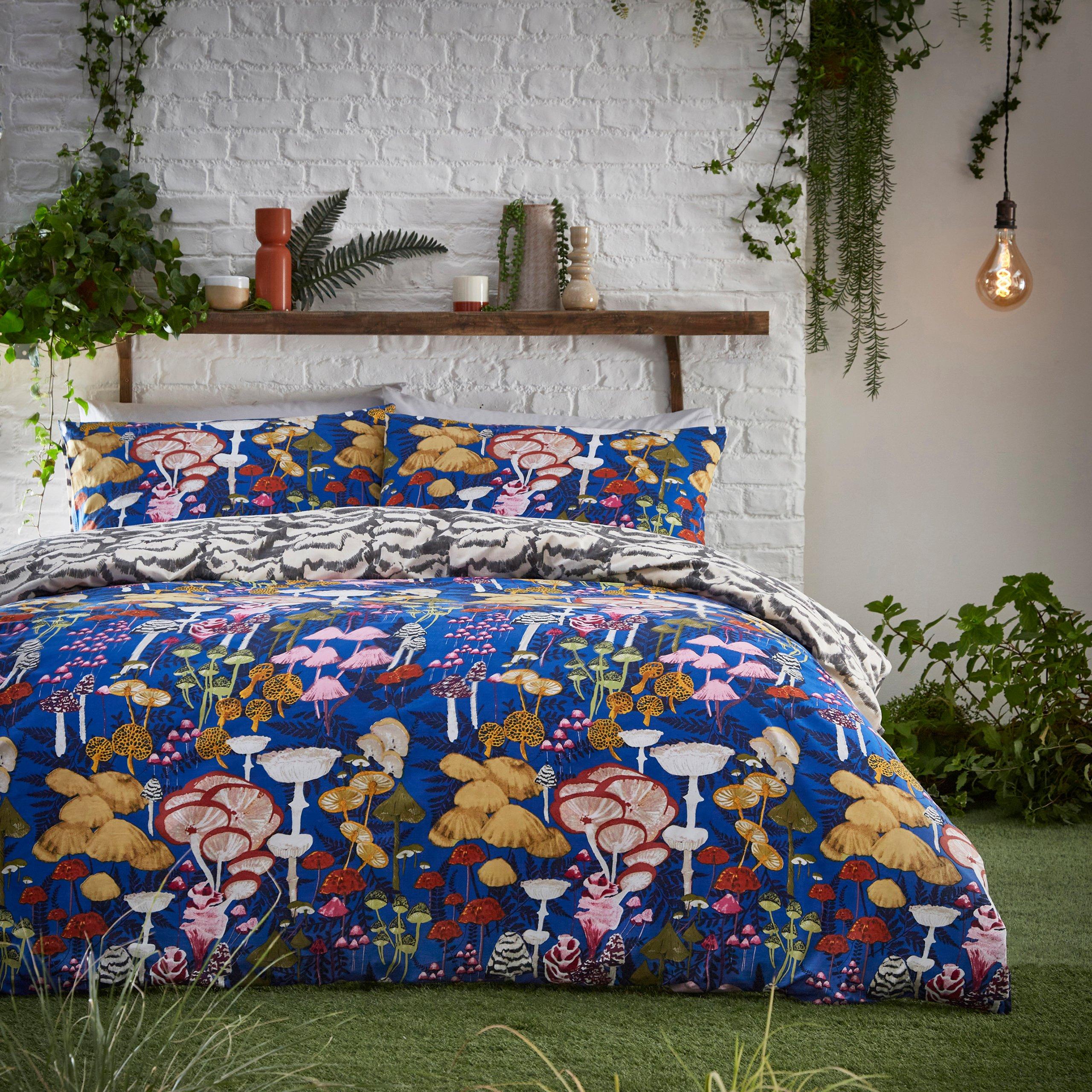 Furn.  Amanita Abstract Mushroom Duvet Set - Cobalt - Double