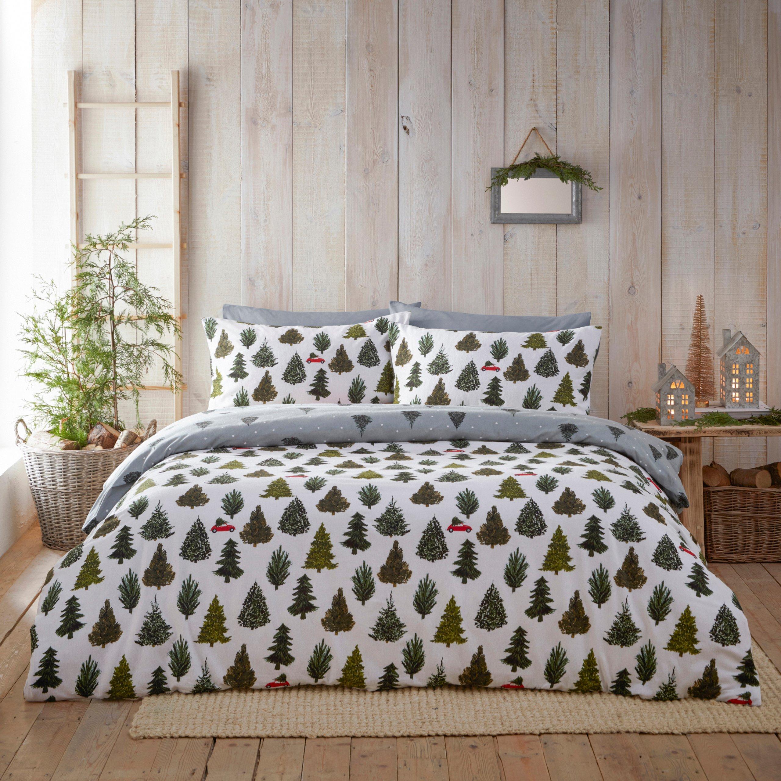 Pine Green - furn. - Evergreen Brushed Cotton Duvet Set - 4