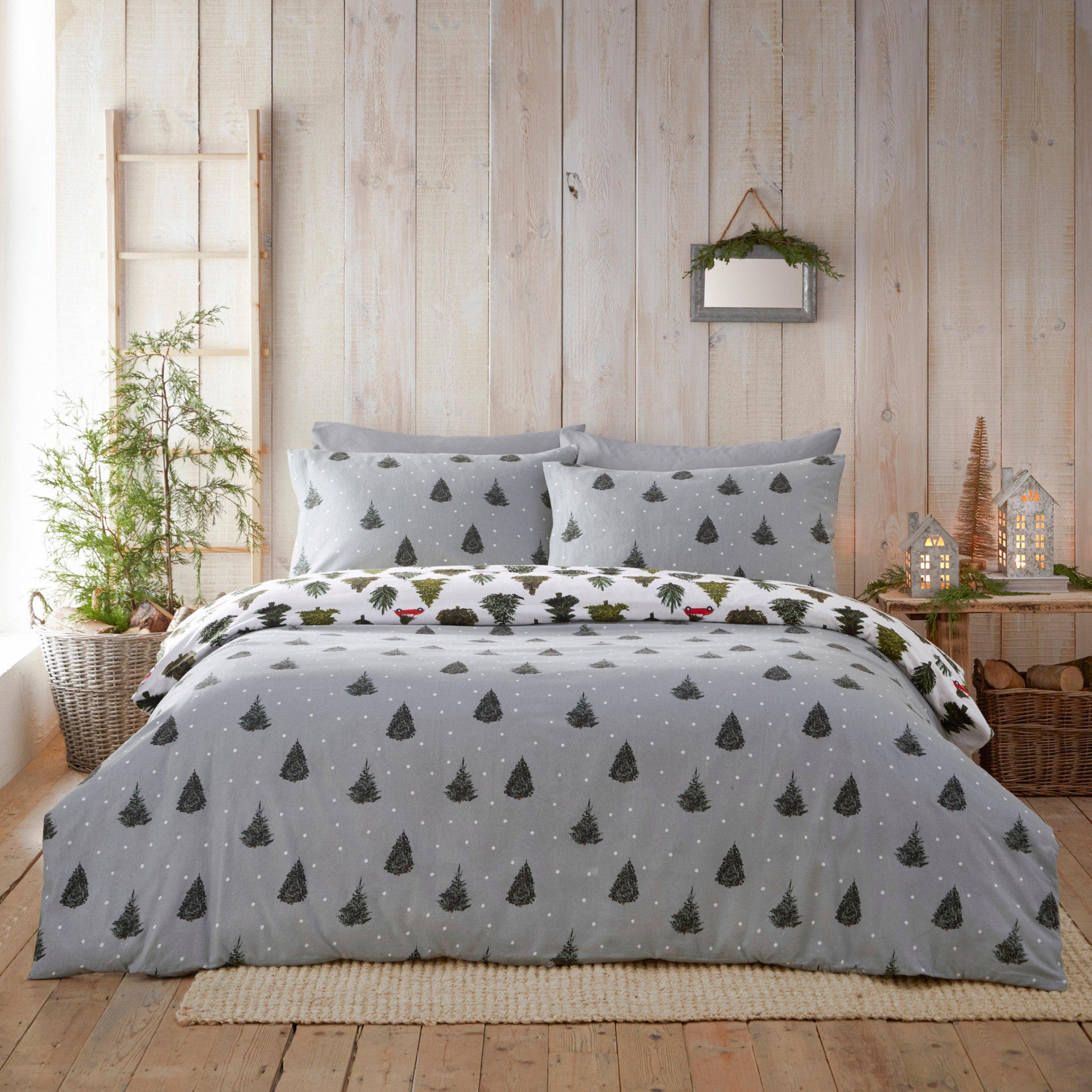 Pine Green - furn. - Evergreen Brushed Cotton Duvet Set - 5