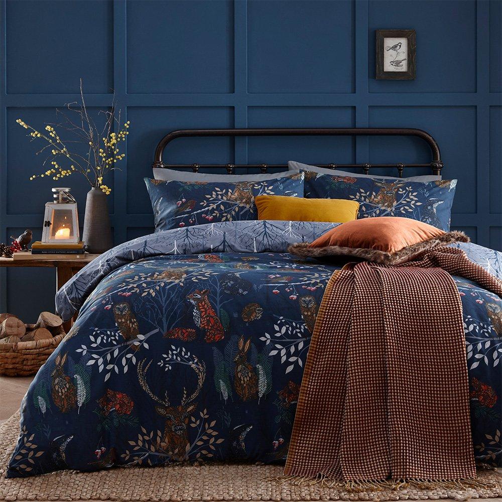 Furn  Forest Fauna Reversible Duvet Set - Navy - King