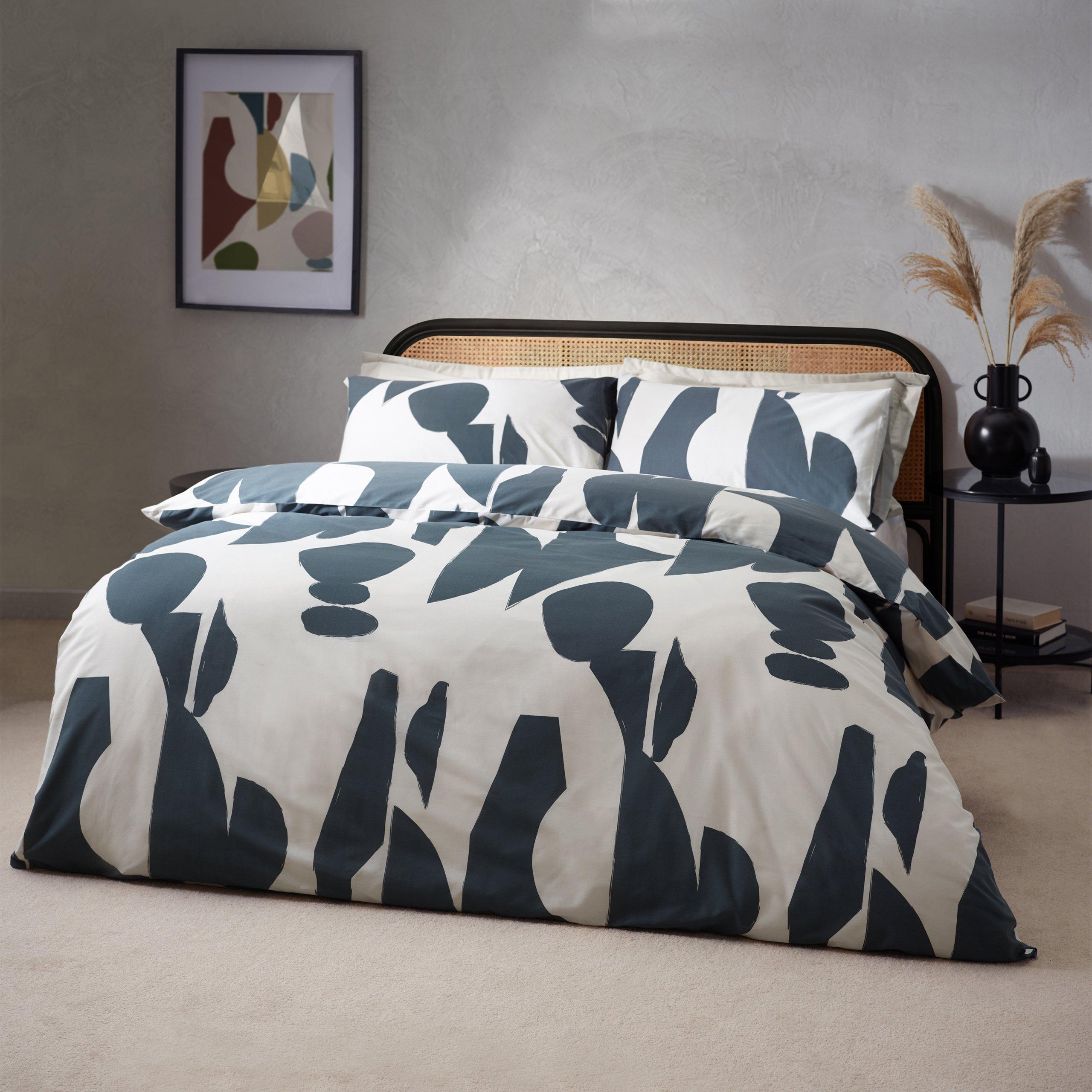 Hoem  Meta Abstract Cotton Rich Duvet Set - Dusk - King