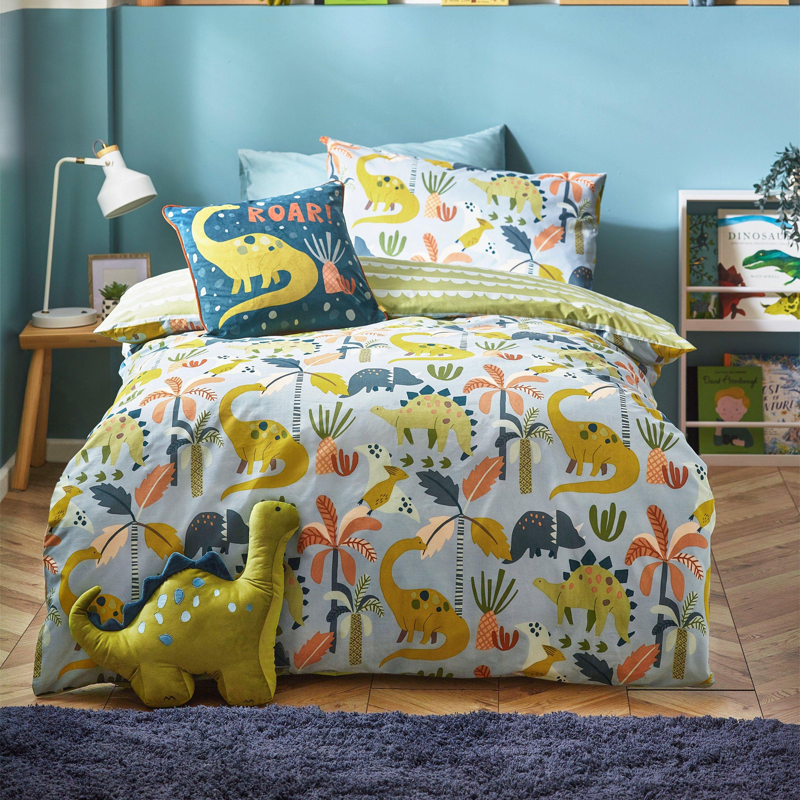 Little Furn.  Little Dinos Scandi Duvet Set - Blue/Green - Toddler