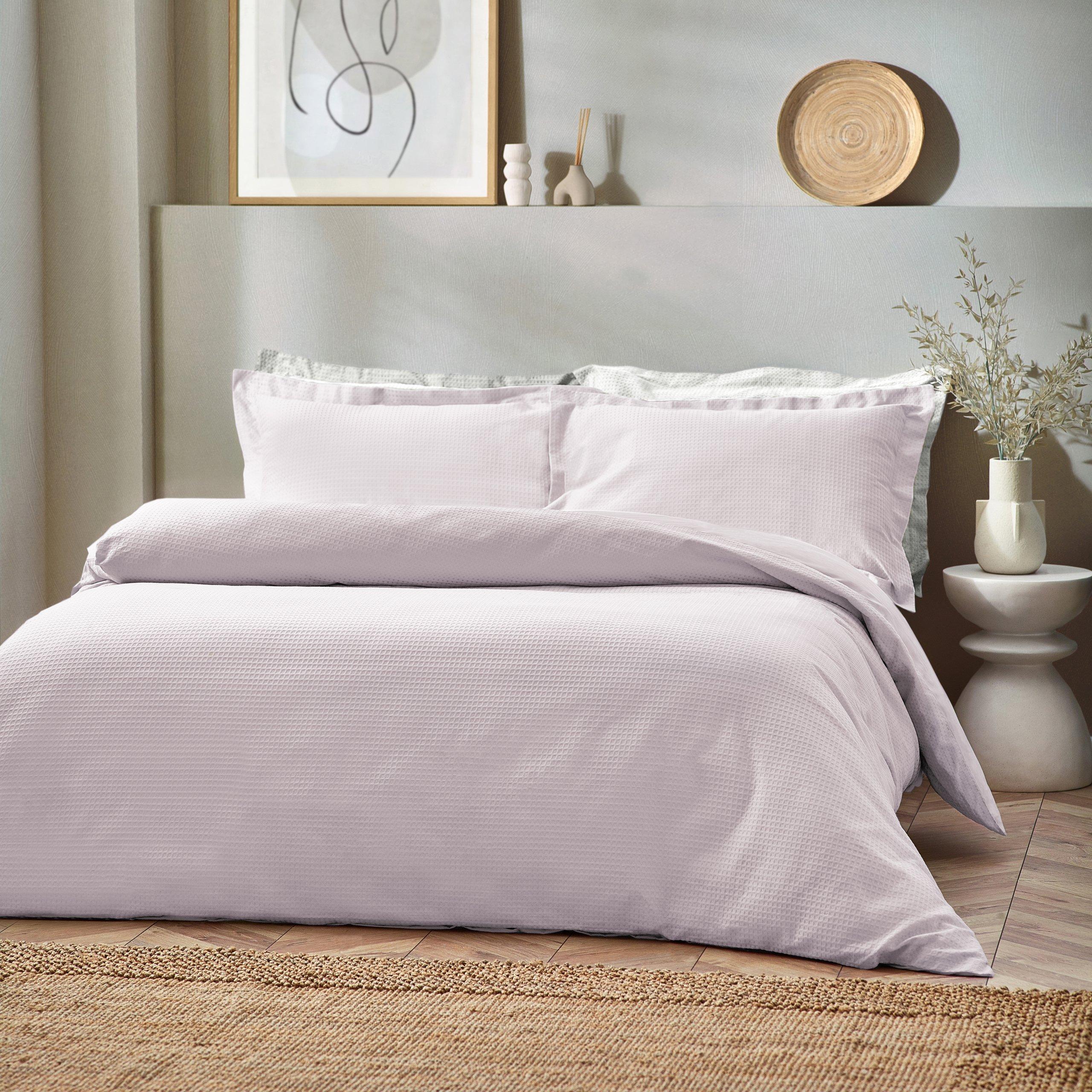 White - Yard - Waffle Textured Duvet Set - 2