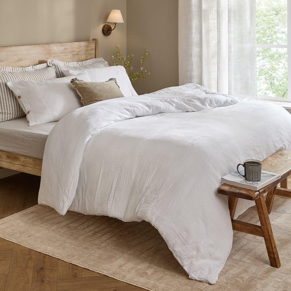 Yard  Lark Muslin 100% Cotton Duvet Set - White - King