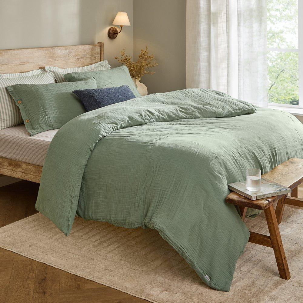 Yard  Lark Muslin 100% Cotton Duvet Set - Eucalyptus - King