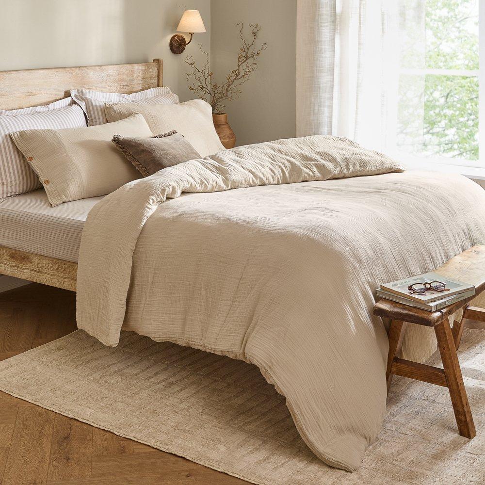 Yard  Lark Muslin 100% Cotton Duvet Set - Natural - King