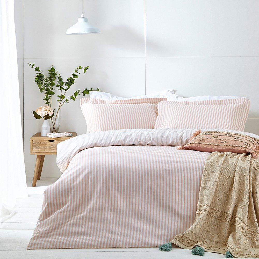Yard  Hebden Stripe 100% Cotton Duvet Set - Blush - Double