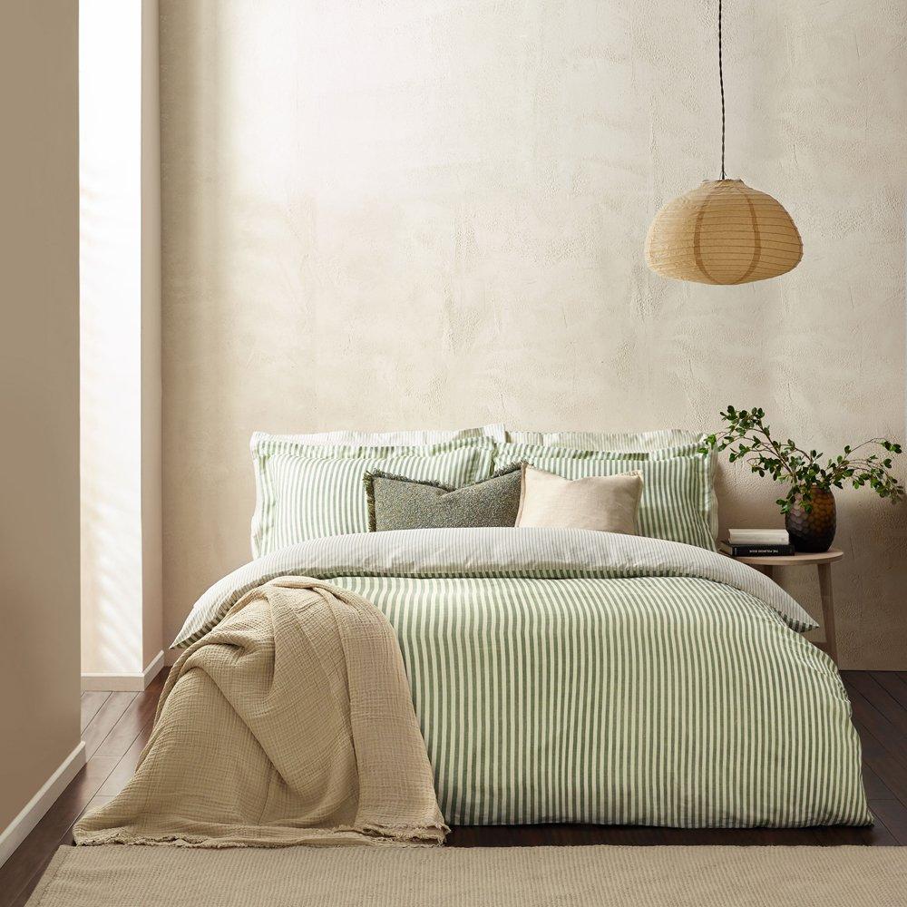 Yard  Hebden Stripe 100% Cotton Duvet Set - Forest - Single