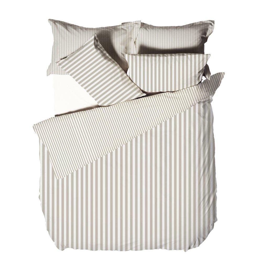 Natural - Yard - Hebden Stripe 100% Cotton Duvet Set - 4