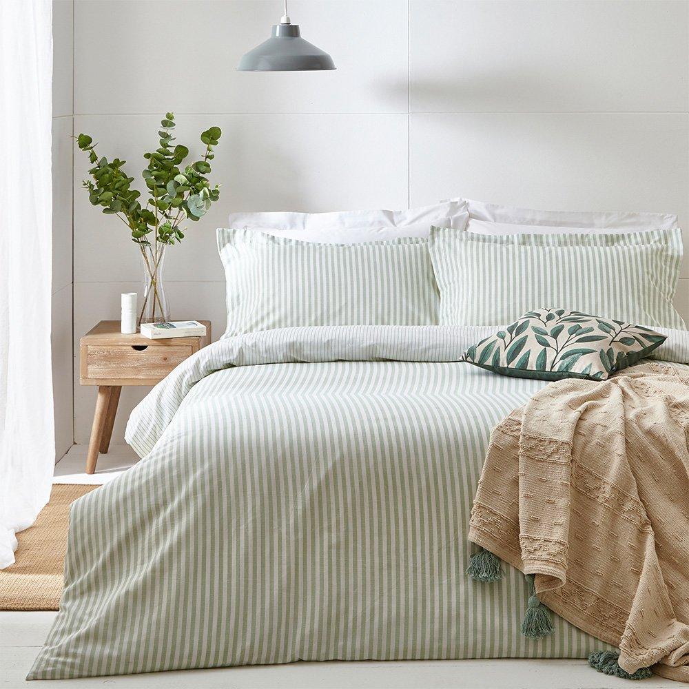Yard  Hebden Stripe 100% Cotton Duvet Set - Eucalyptus - King