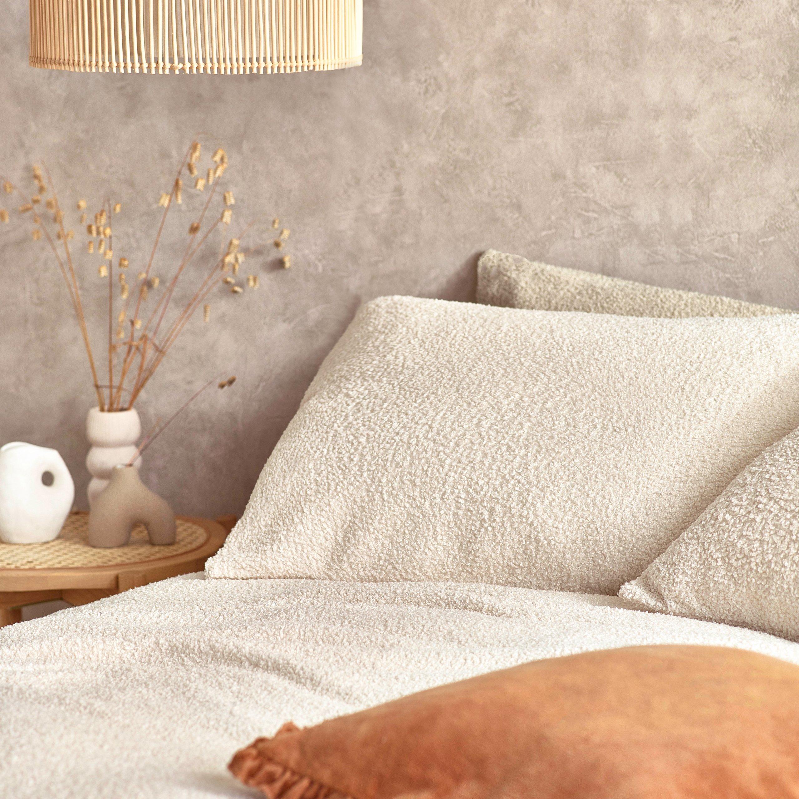 Ecru - Yard - Boucle Textured Duvet Set - 4