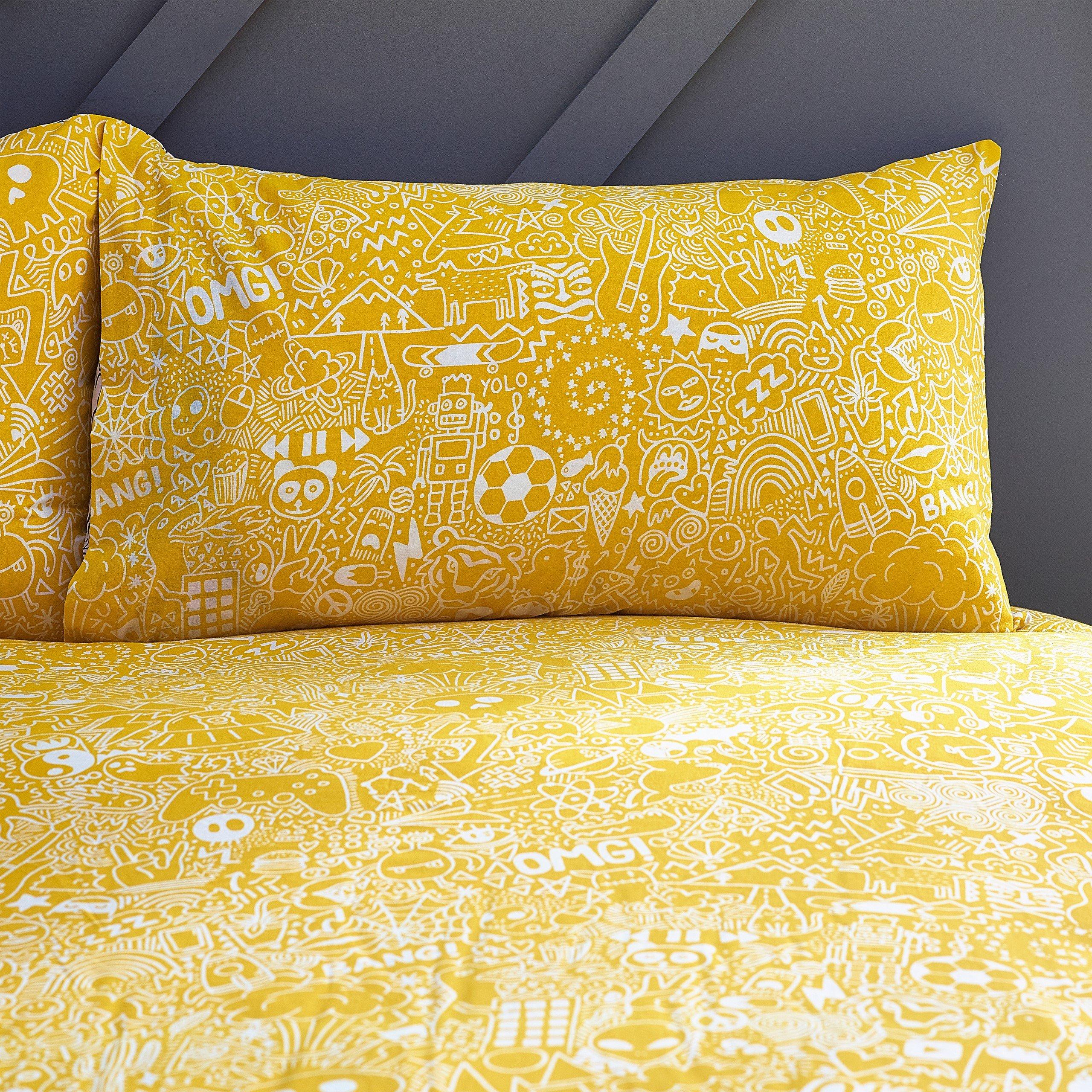 White/Black - Style Lab - Doodles Reversible Duvet Set - 6