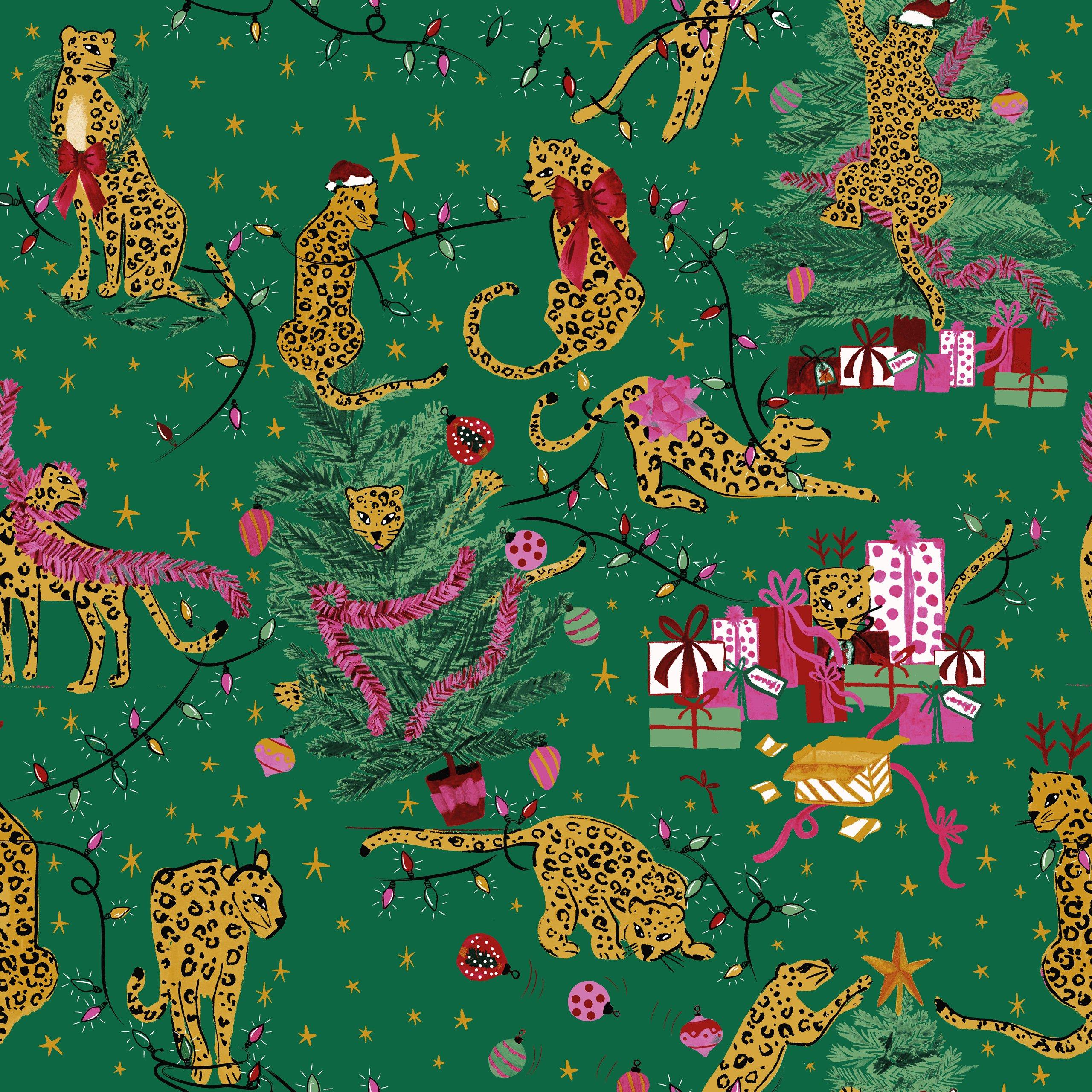 Pink/Lilac - furn. - Purrfect Christmas Abstract Leopard Duvet Set - 6