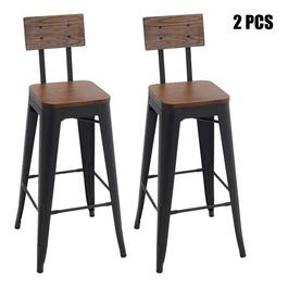 Cottonfy UK 2Pcs Metal Breakfast Bar Stools with Backrest