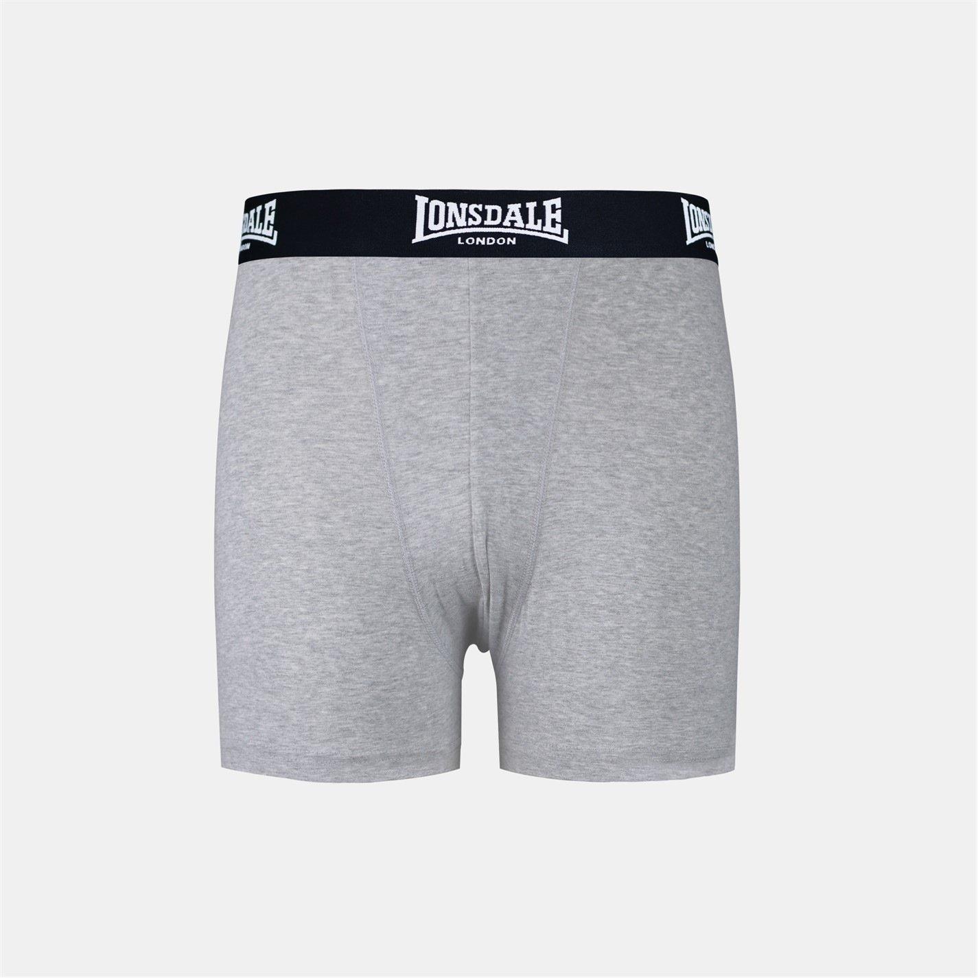 Lonsdale Boys 2-Pack Trunk Shorts Juniors - Grey - 7-8 (SB)