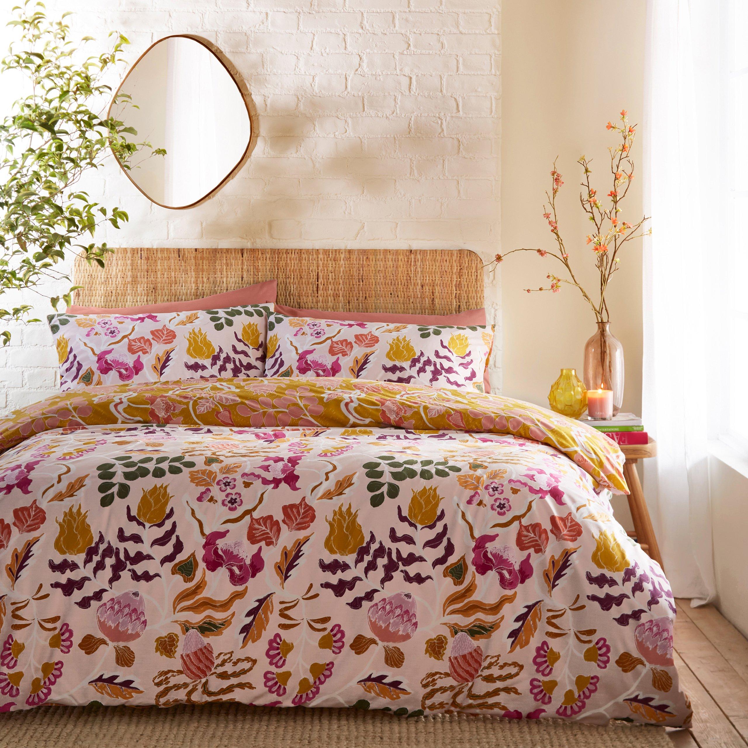 Pink - furn. - Protea Floral Reversible Duvet Set - 2