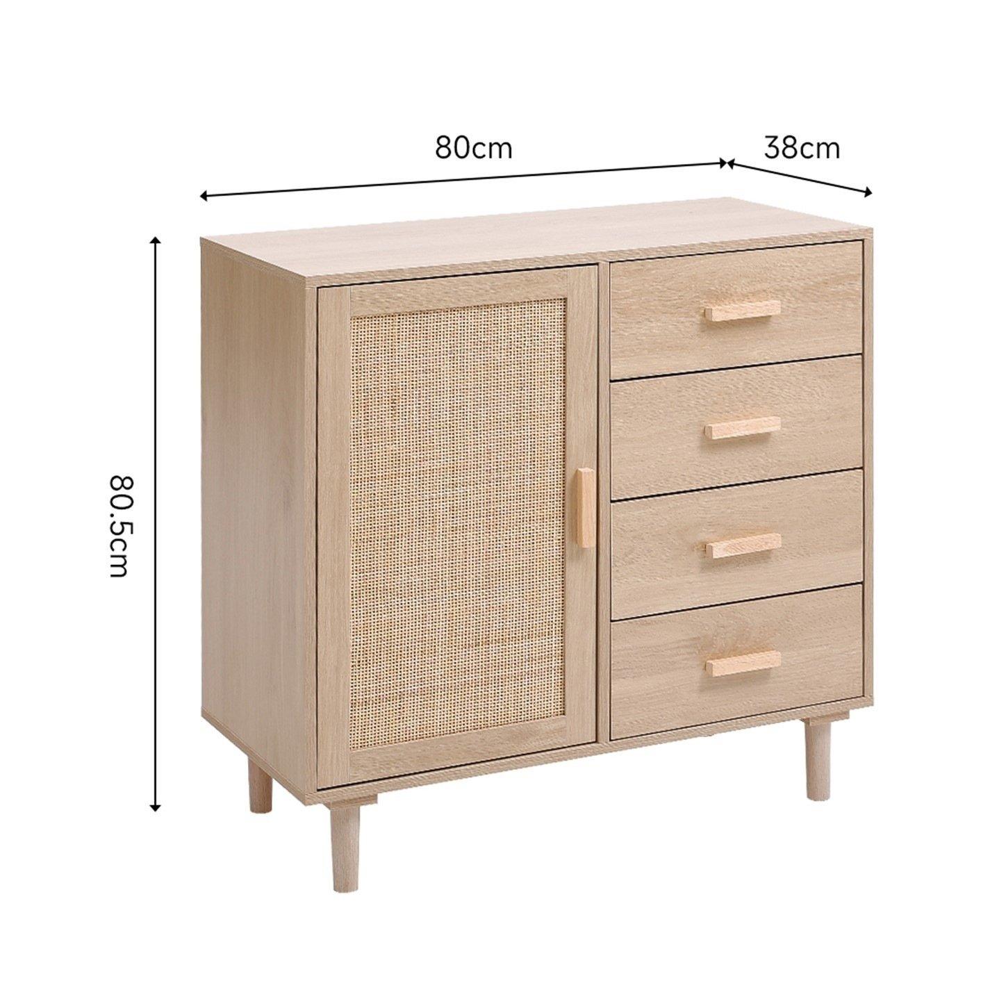 Natural - Kabinet UK - Wood and Rattan Accent Side Cabinet - 12