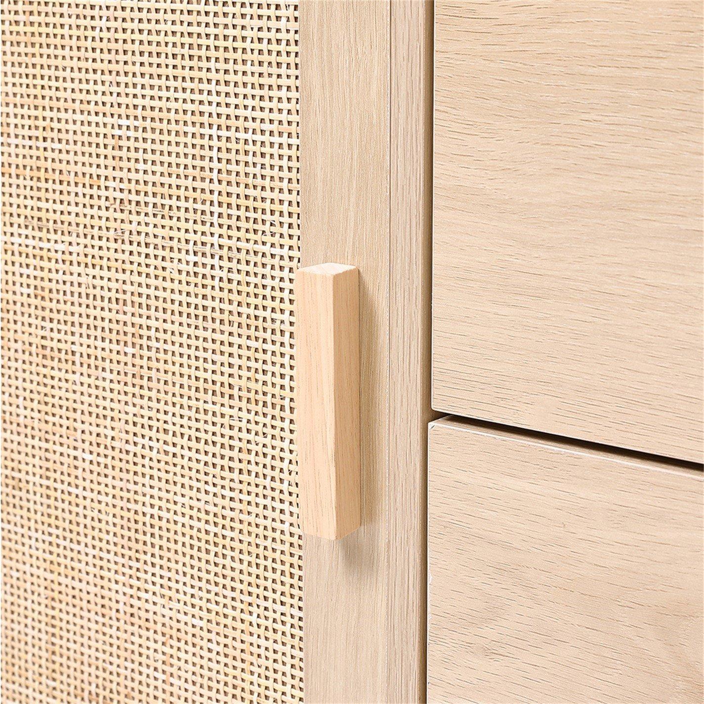 Natural - Kabinet UK - Wood and Rattan Accent Side Cabinet - 9