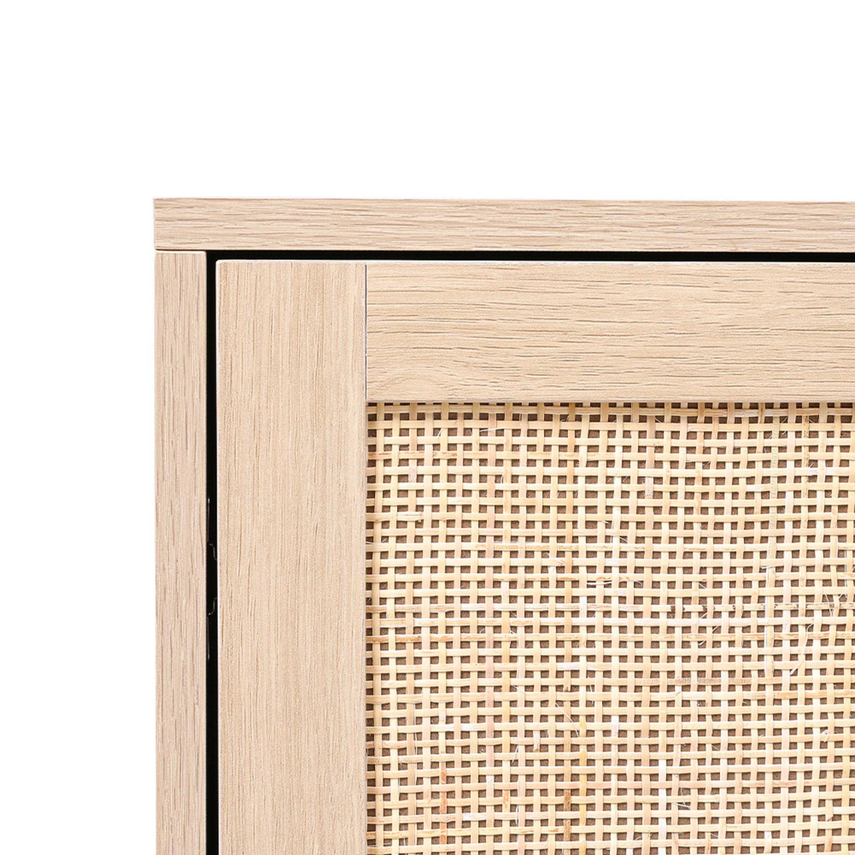 Natural - Kabinet UK - Wood and Rattan Accent Side Cabinet - 10