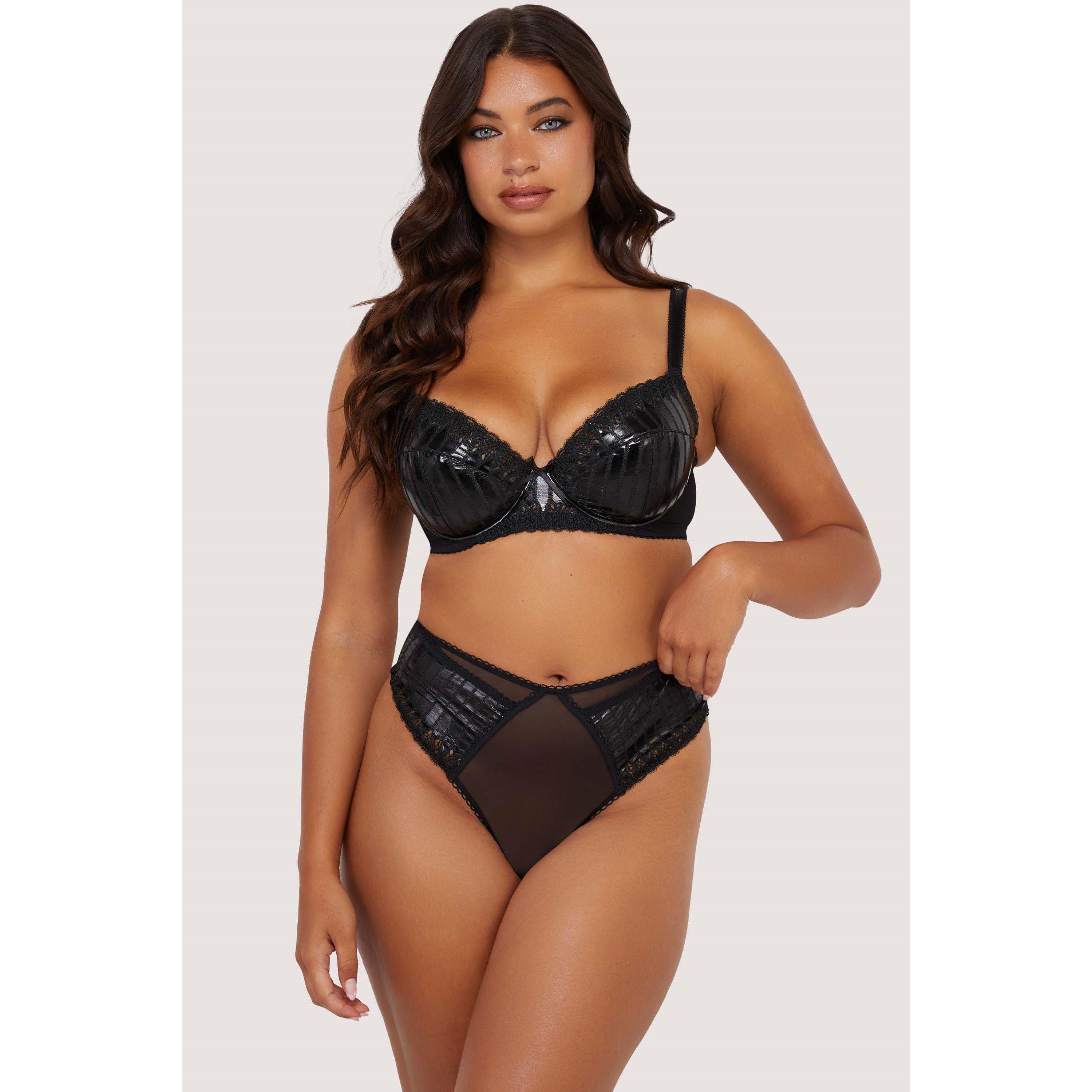 Black - Playful Promises - Jacinda Embroidered Thong - 4