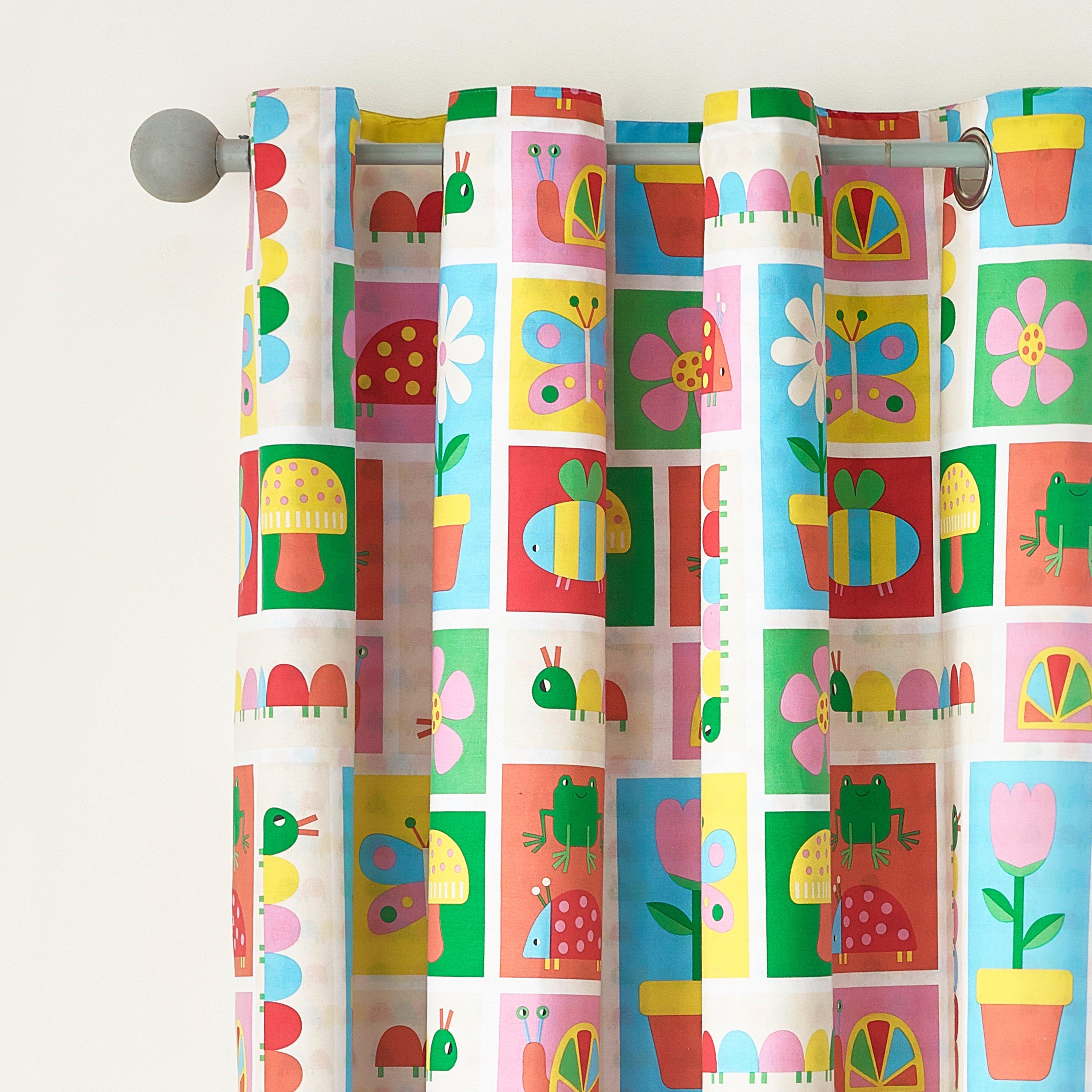 Bright - Catherine Lansfield - Curious Caterpillar Reversible Eyelet Curtains - 1