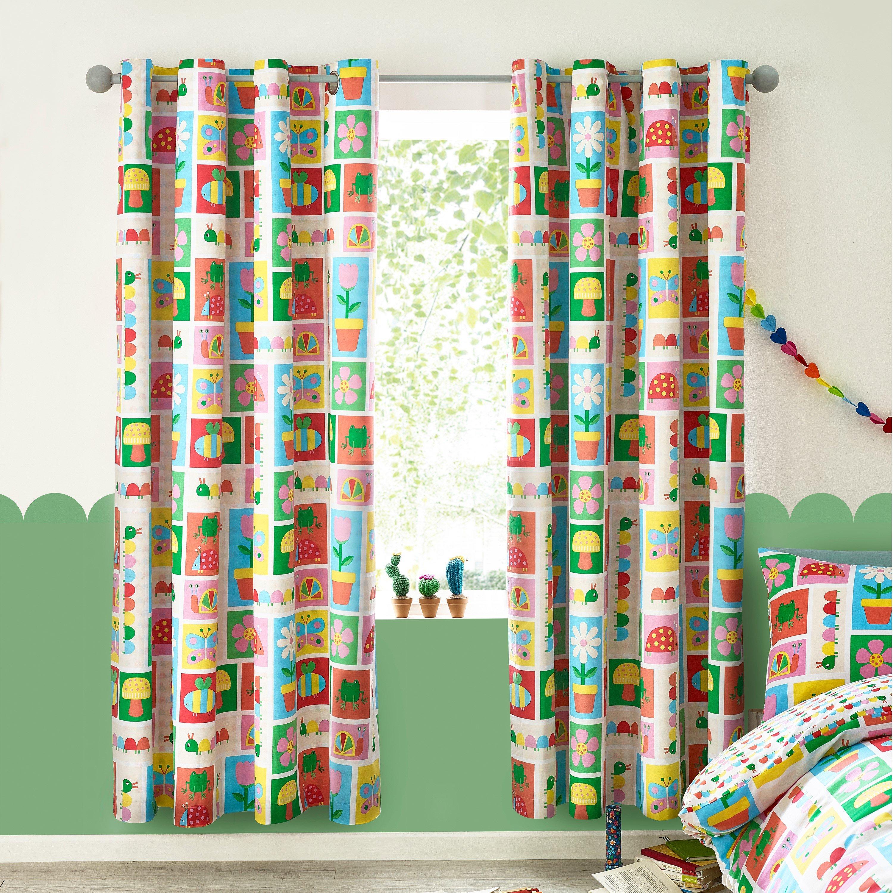 Bright - Catherine Lansfield - Curious Caterpillar Reversible Eyelet Curtains - 3