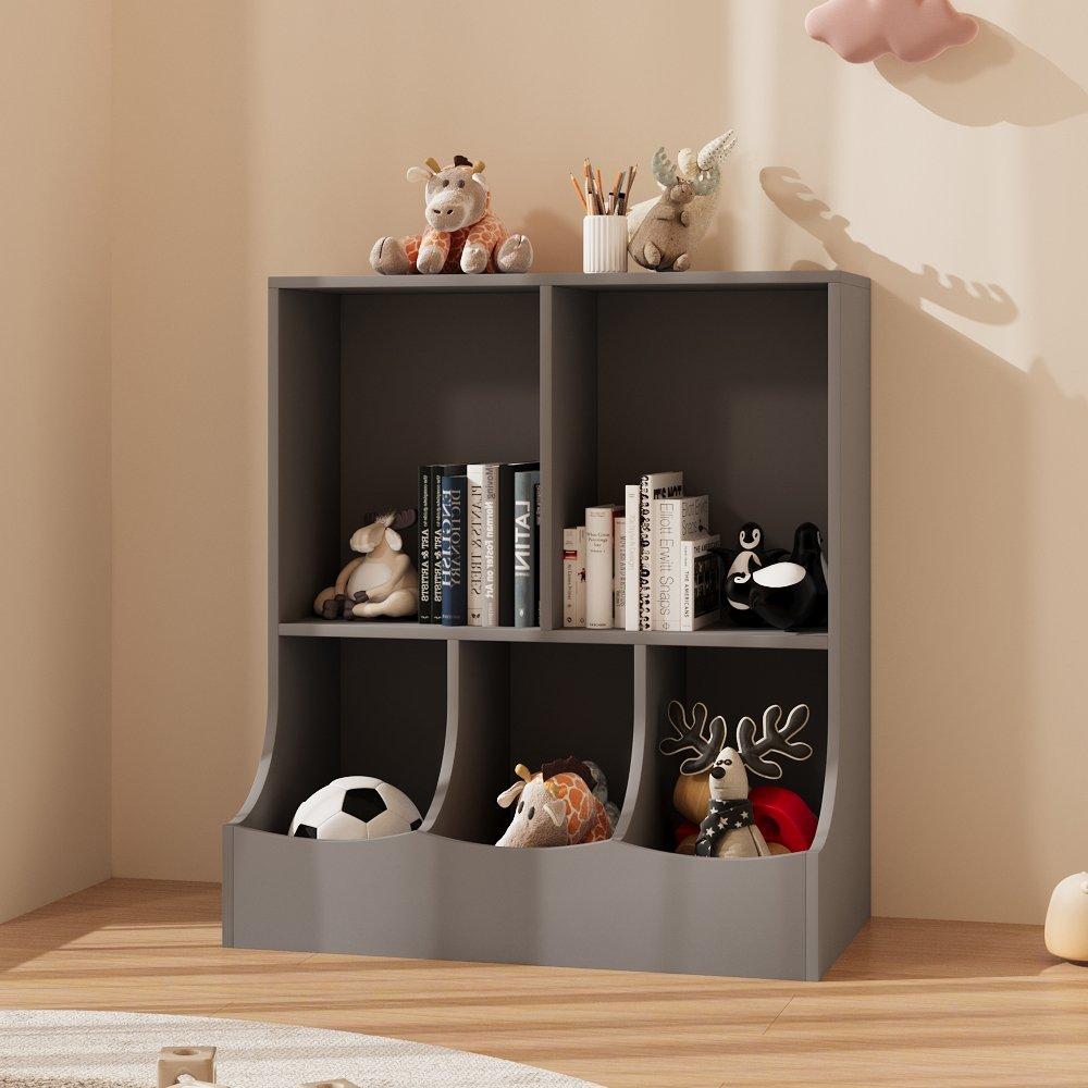 Grey - Kabinet UK - 2-Tier Open Style Toy and Book Storage Organizer - 2