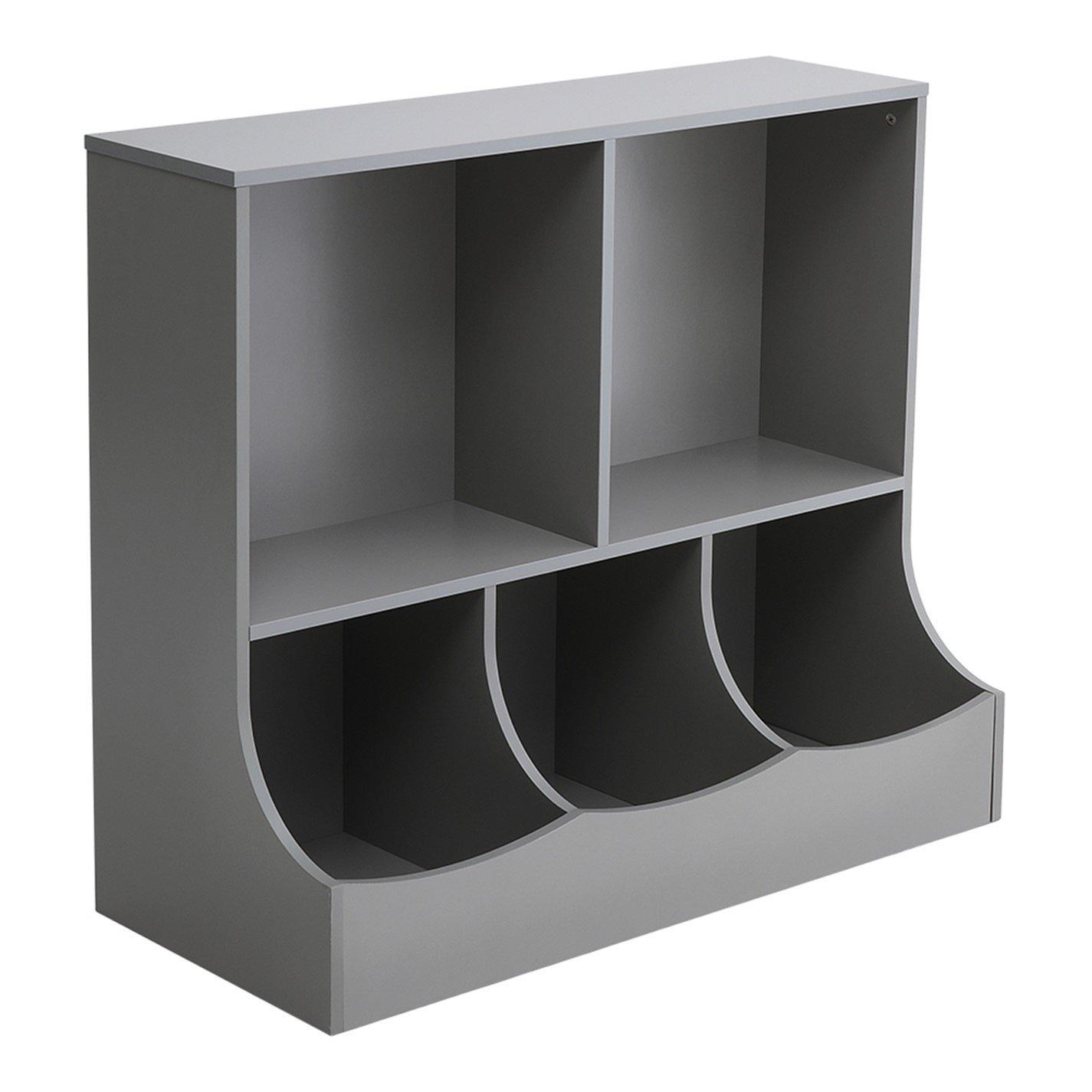 Grey - Kabinet UK - 2-Tier Open Style Toy and Book Storage Organizer - 3