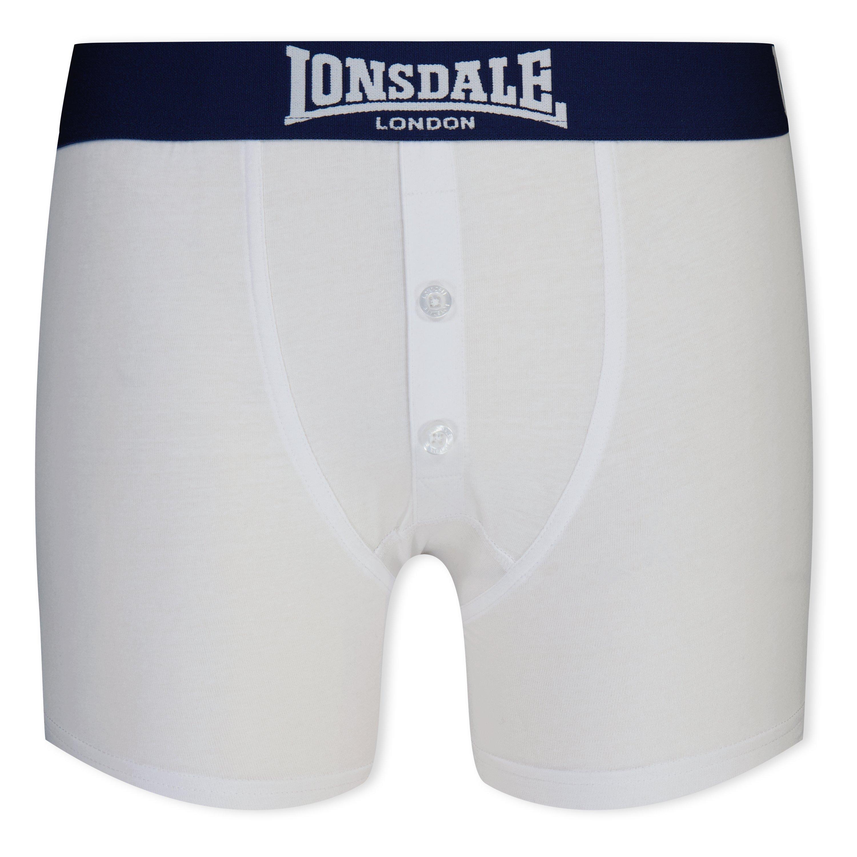 Lonsdale Boys 2 Pack Boxer Shorts Junior - White/Navy - 9-10 (MB)