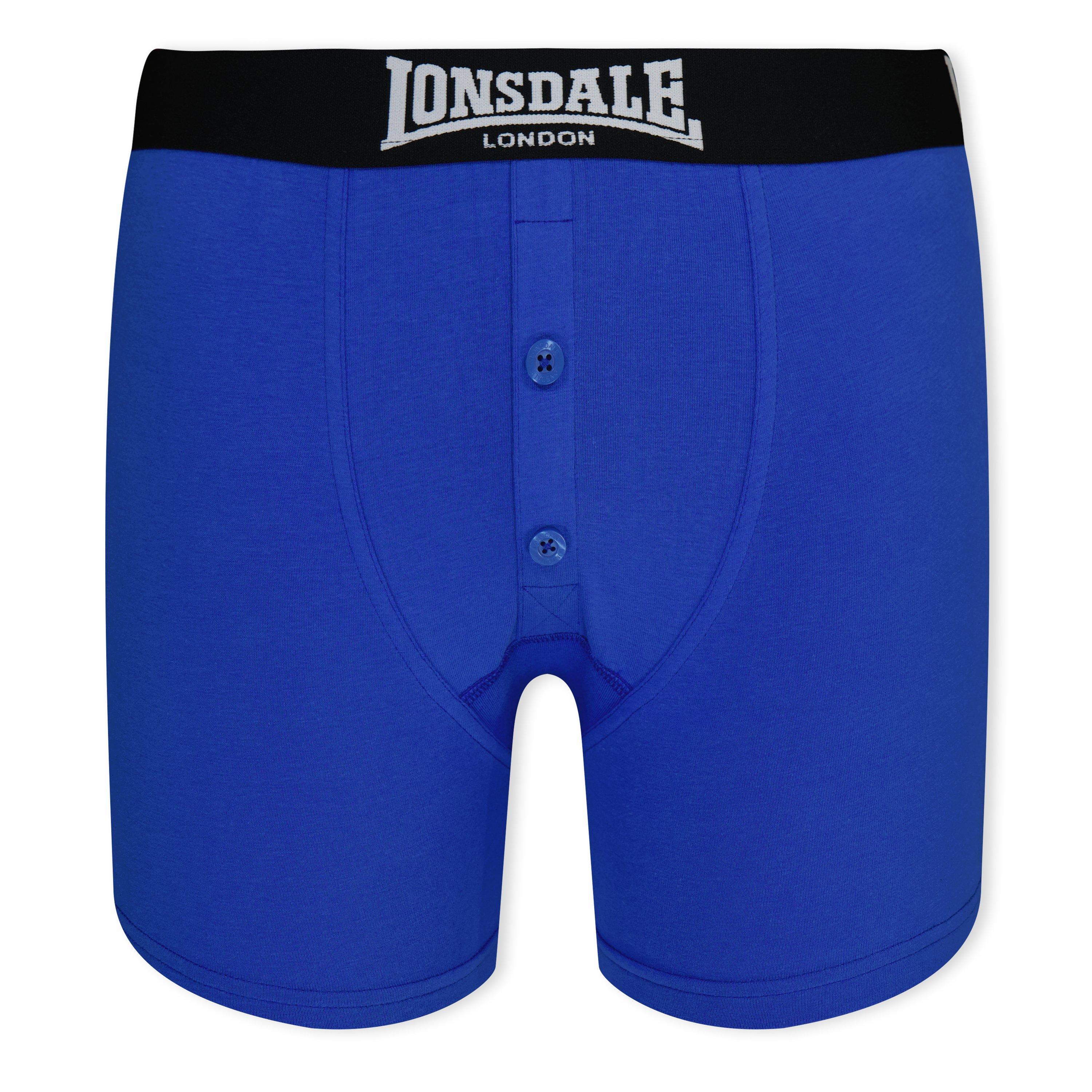 Lonsdale Boys 2 Pack Boxer Shorts Junior - Blue/Black - 9-10 (MB)