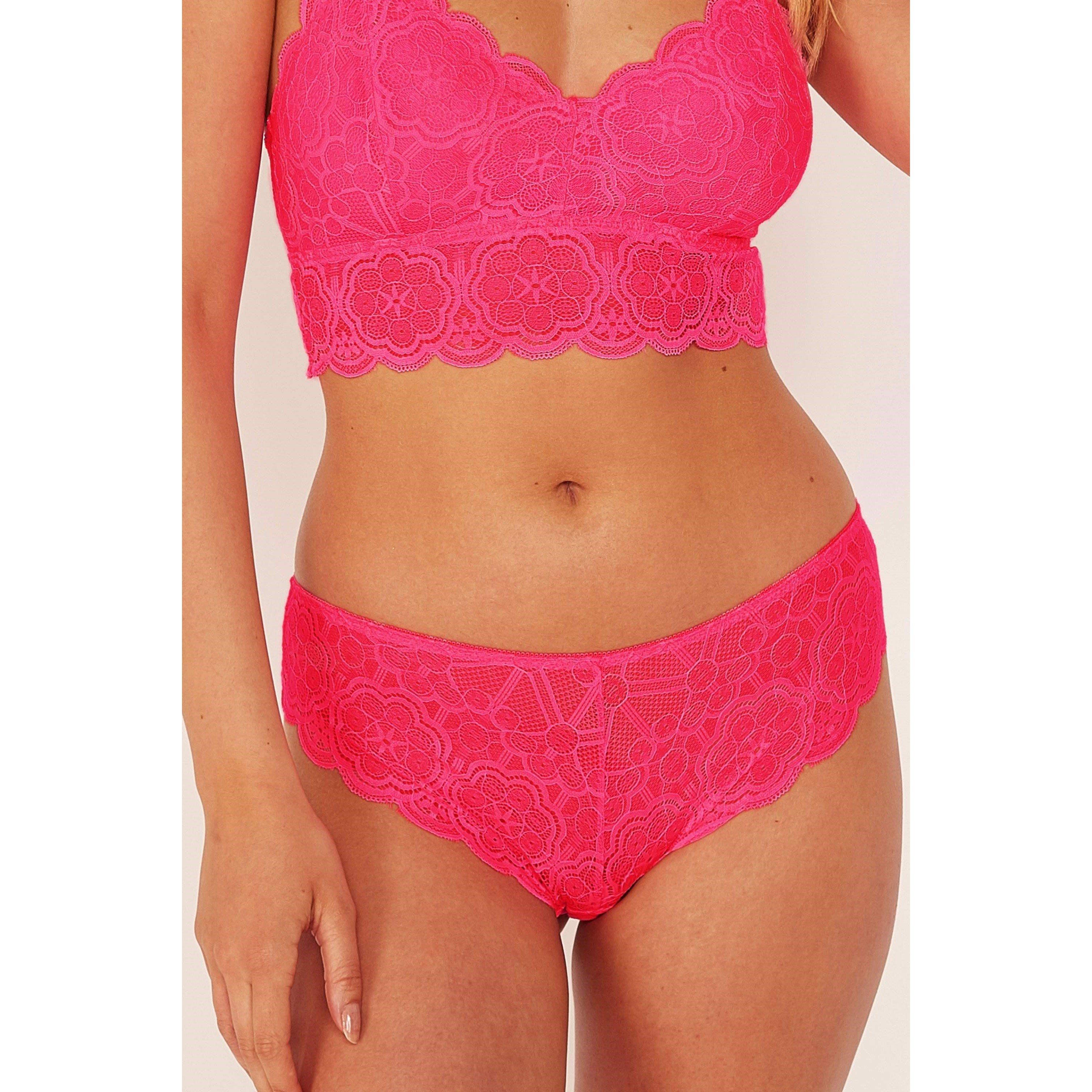 Pink - Wolf and Whistle - Ariana Lace Neon Pink Bralette - 2