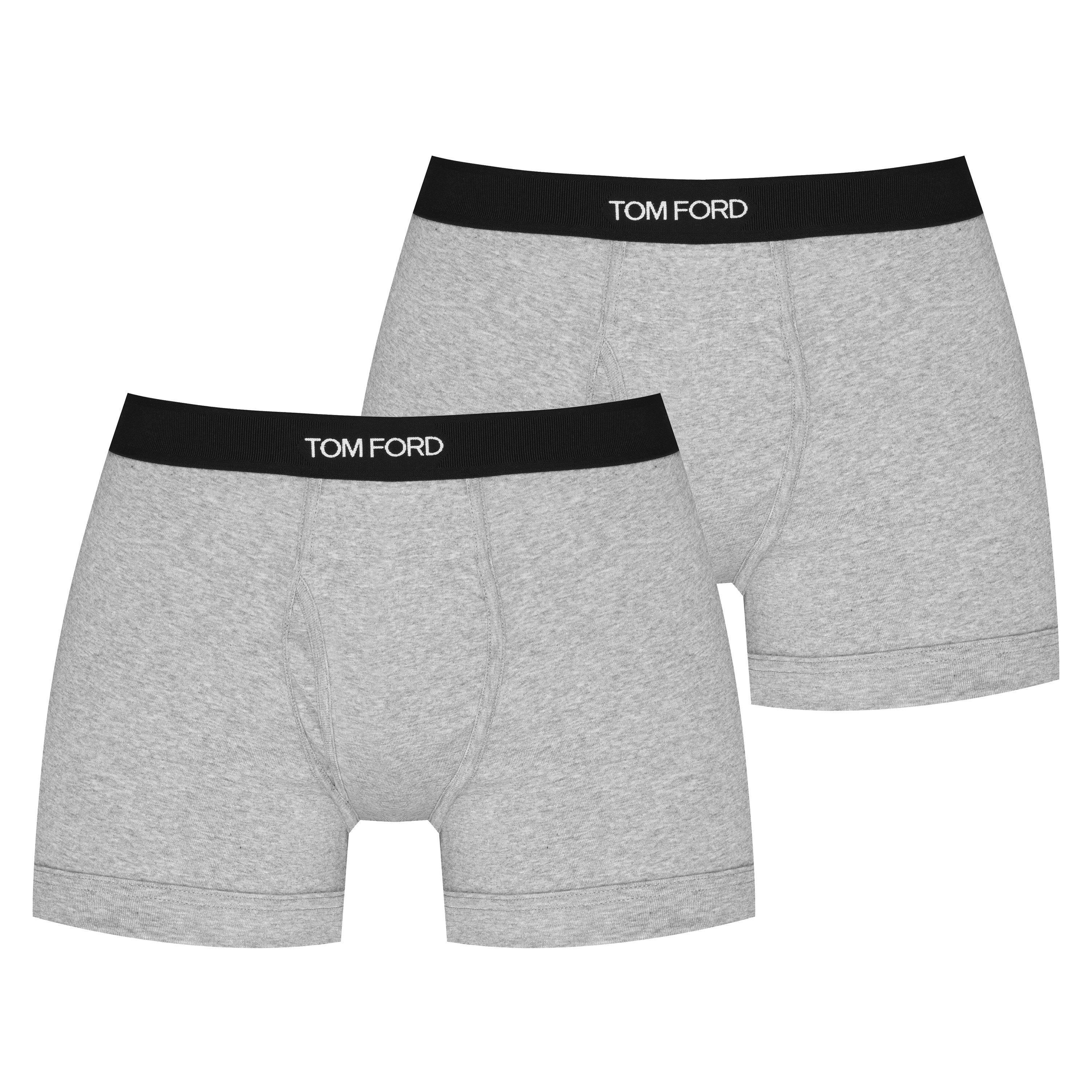 Tom Ford Men's Plain Cotton Boxer Briefs, 2-Pack - Grey 020 - Medium