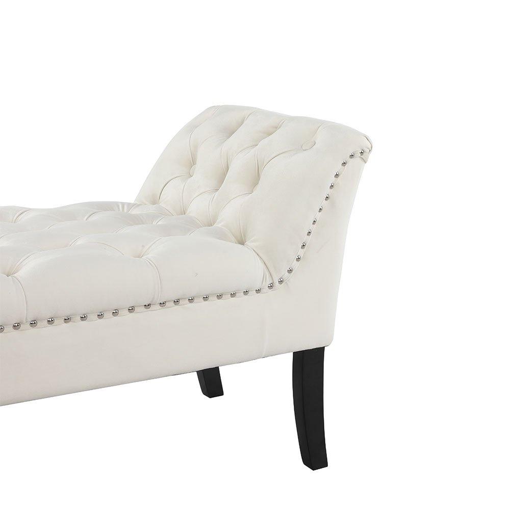 White - Kabinet UK - Contemporary Velvet Buttoned Bench - 6