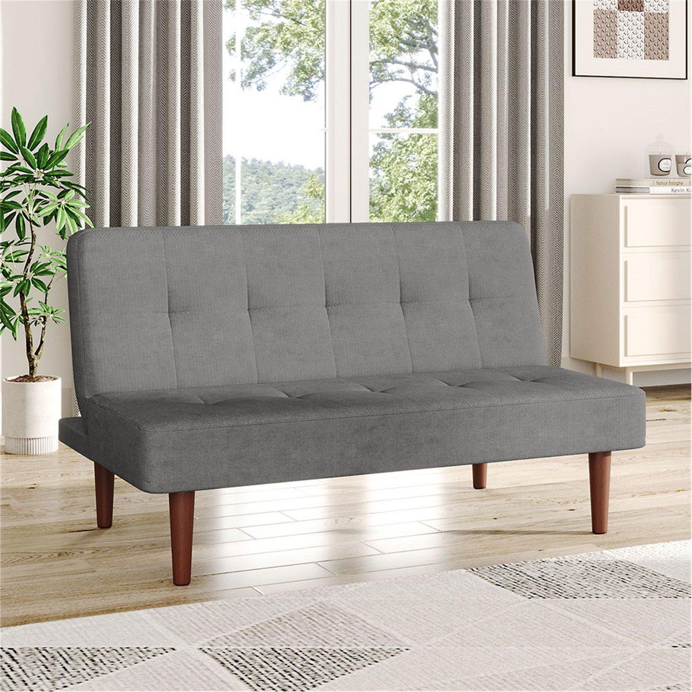 Grey - Kabinet UK - 2-Seater Padded Convertible Sofa Bed - 1
