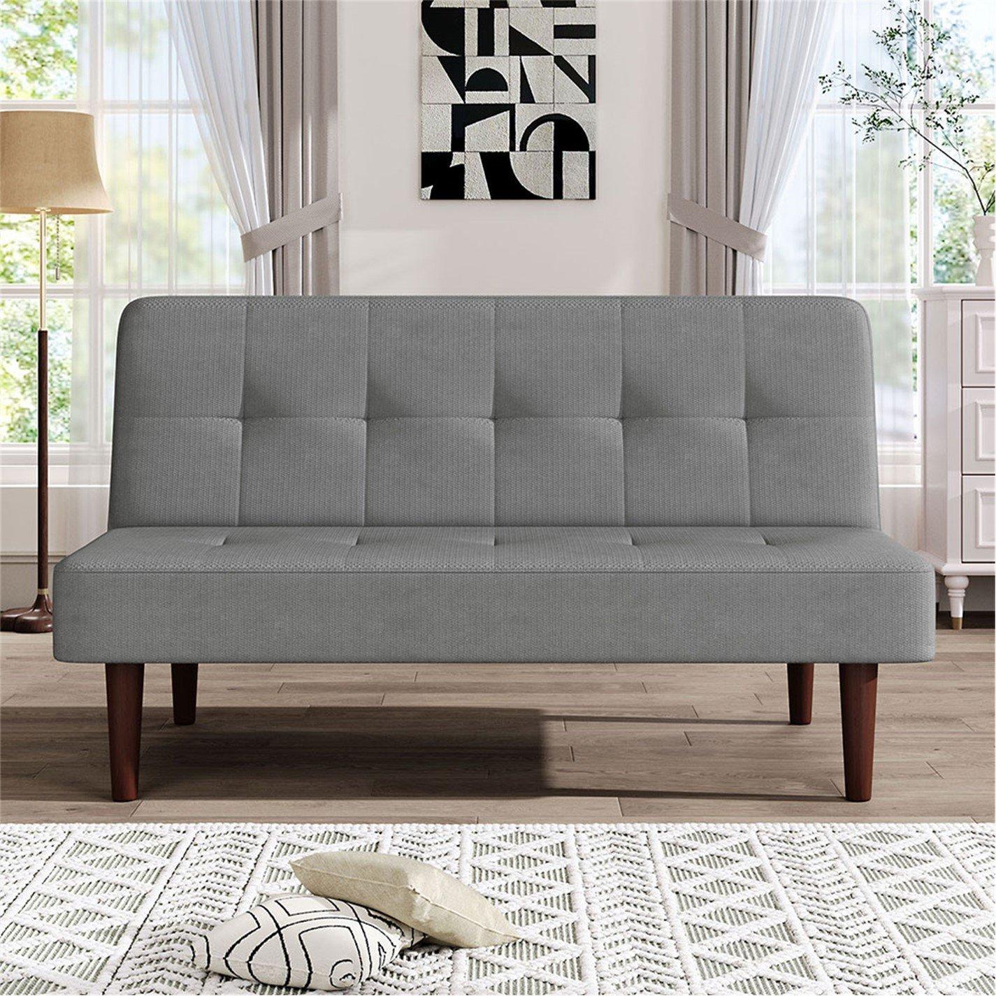 Grey - Kabinet UK - 2-Seater Padded Convertible Sofa Bed - 2