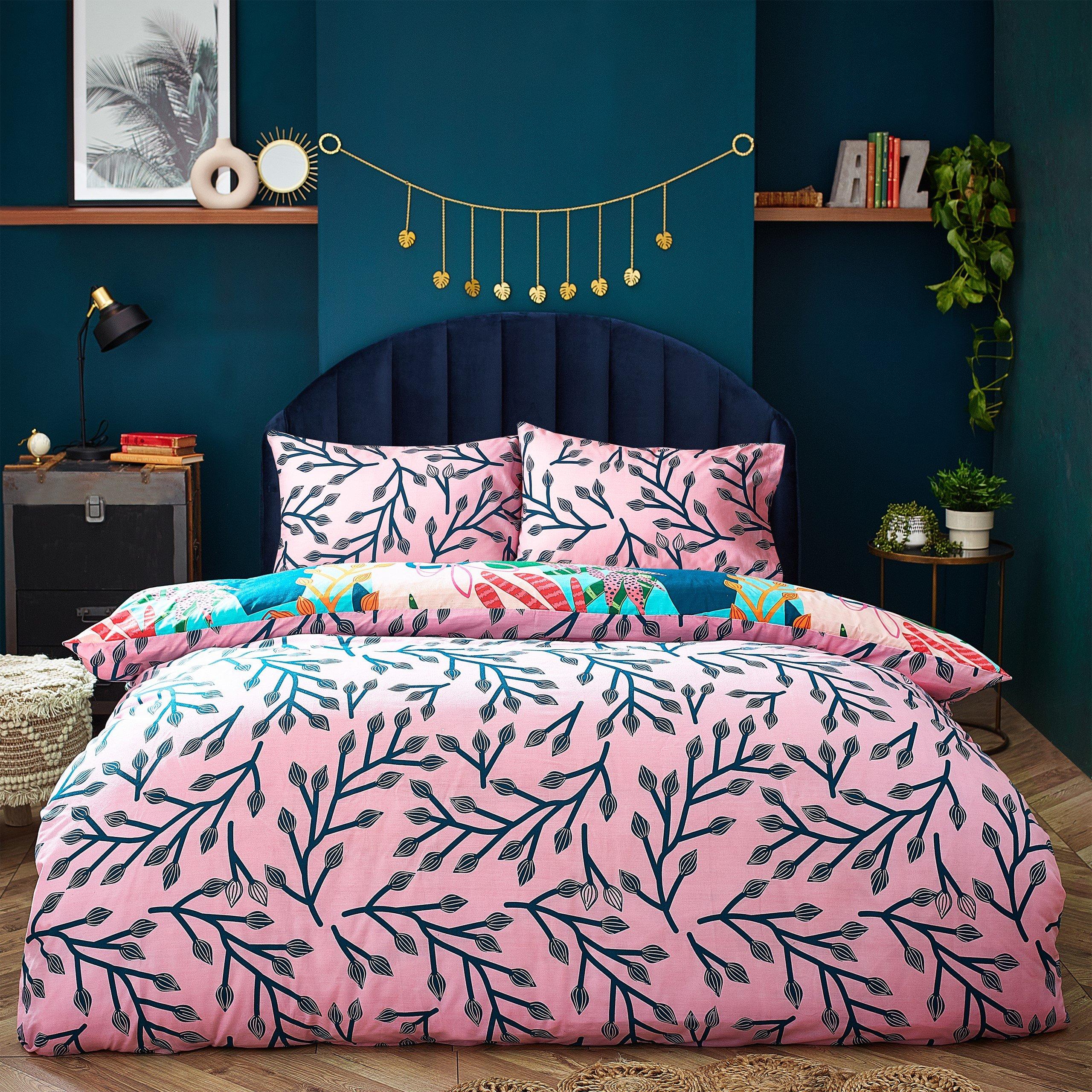 Aqua/Pink - furn. - Coralina Tropical Palm Duvet Set - 3