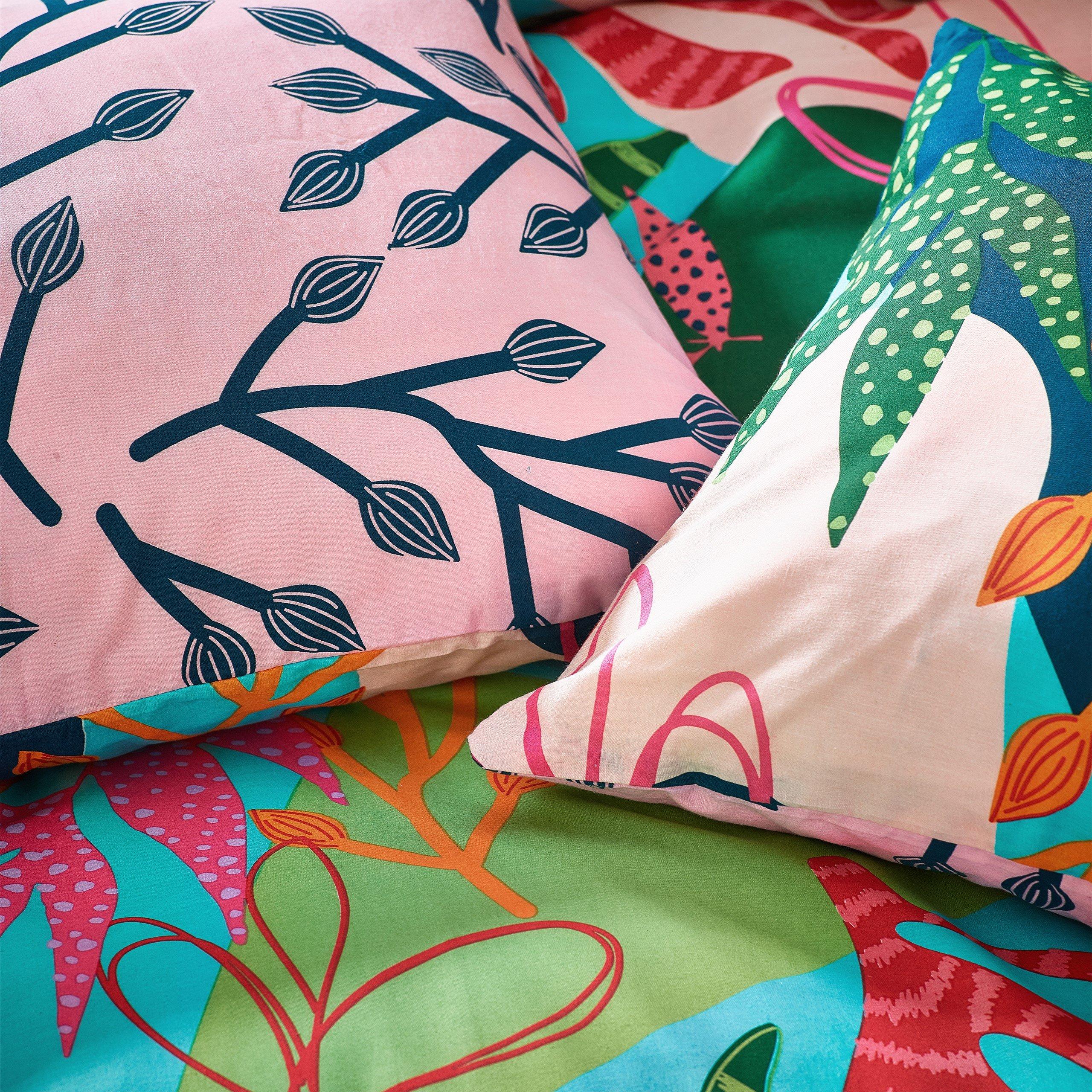 Aqua/Pink - furn. - Coralina Tropical Palm Duvet Set - 5