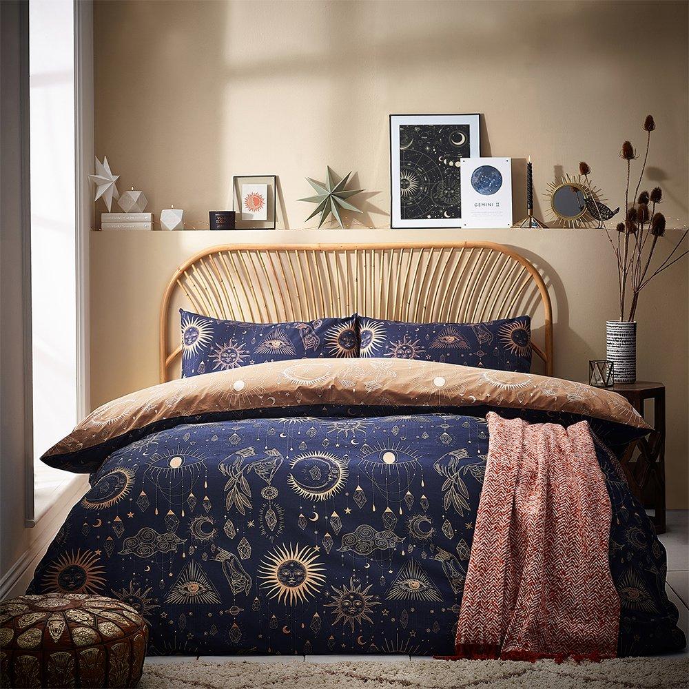 Furn  Constellation Celestial Reversible Duvet Set - Gold/Navy - Single