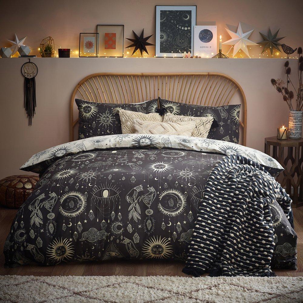 Furn  Constellation Celestial Reversible Duvet Set - Charcoal/Cream - King