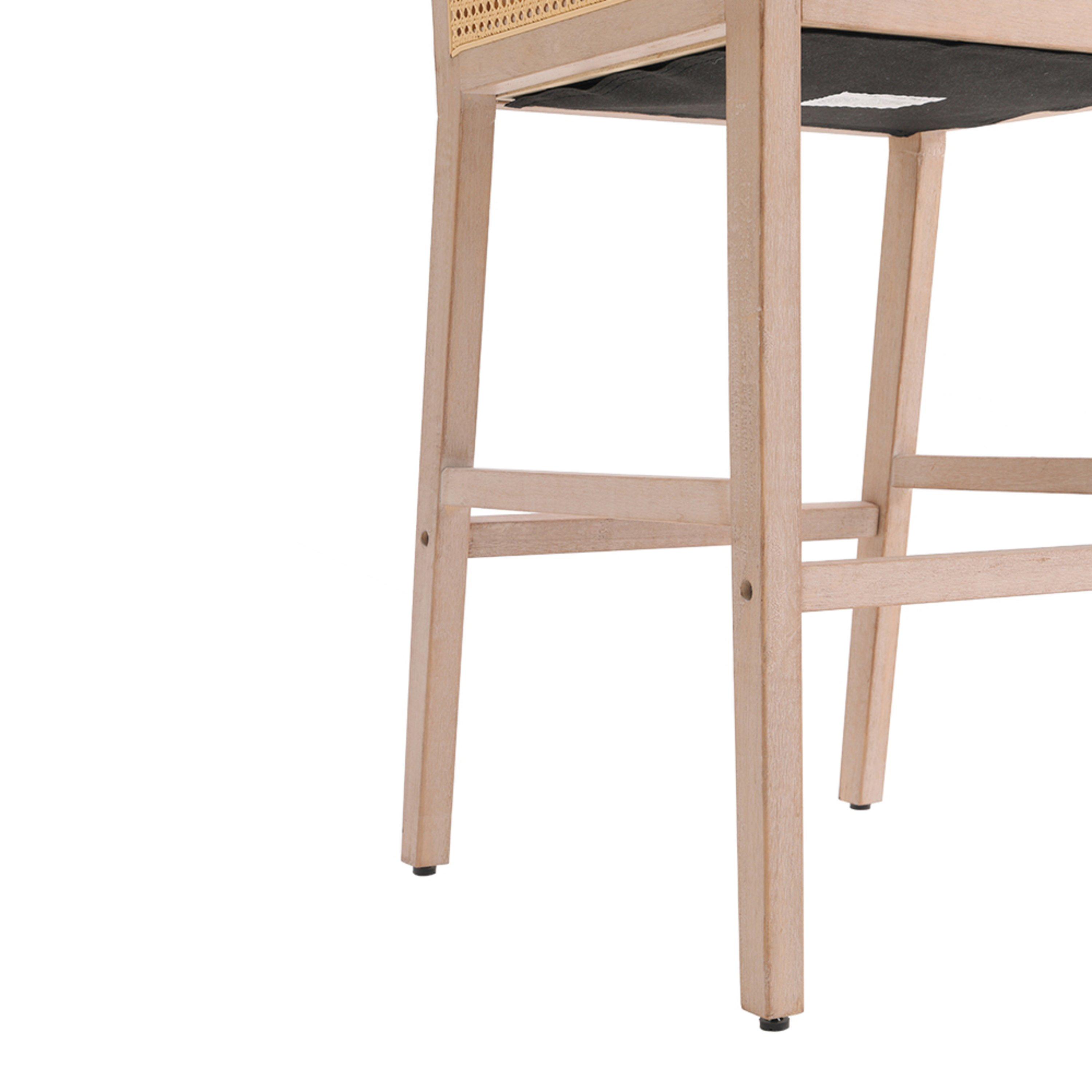 Grey - Kabinet UK - 2 Pcs Natural Rattan Bar Stools with Backrest - 5