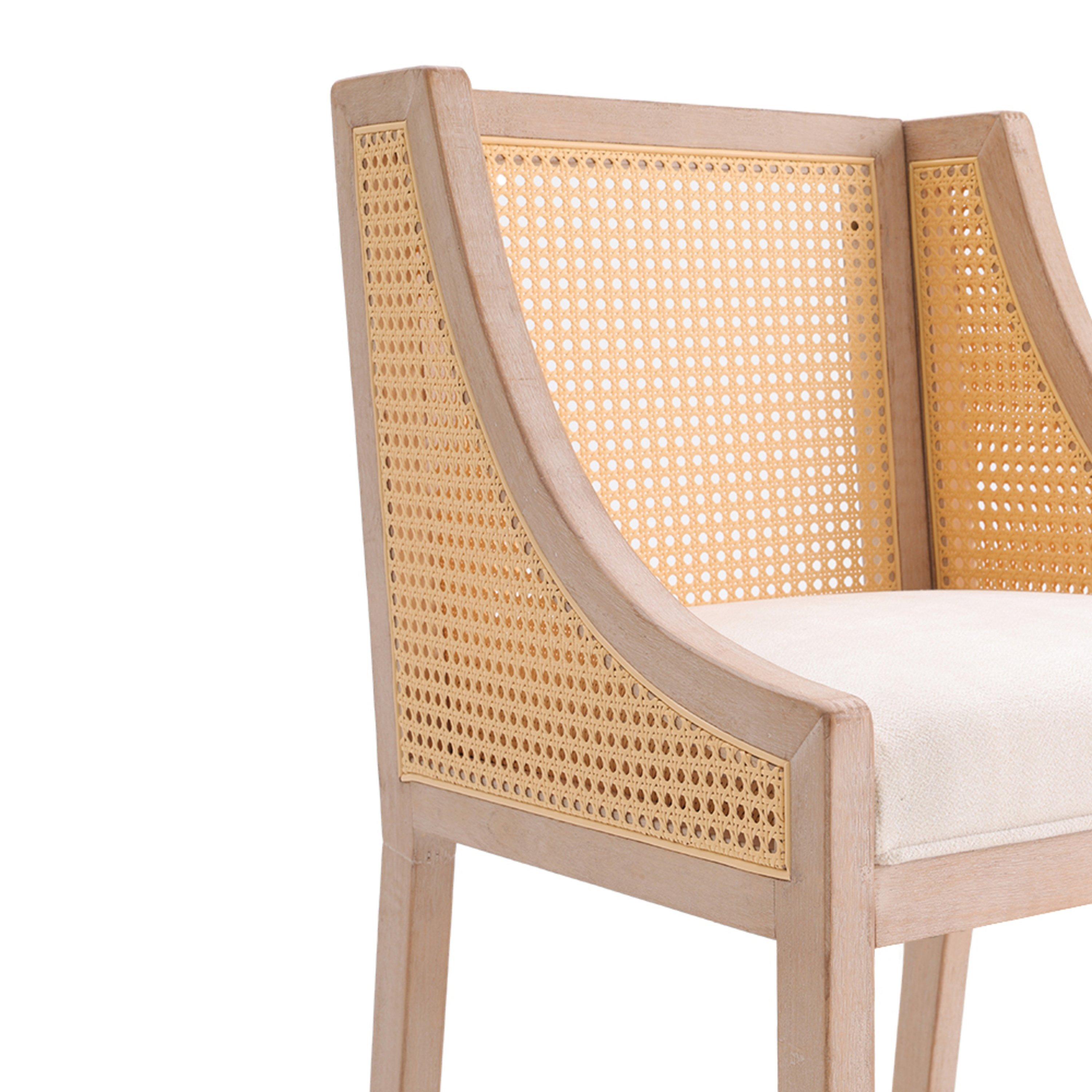 Grey - Kabinet UK - 2 Pcs Natural Rattan Bar Stools with Backrest - 7