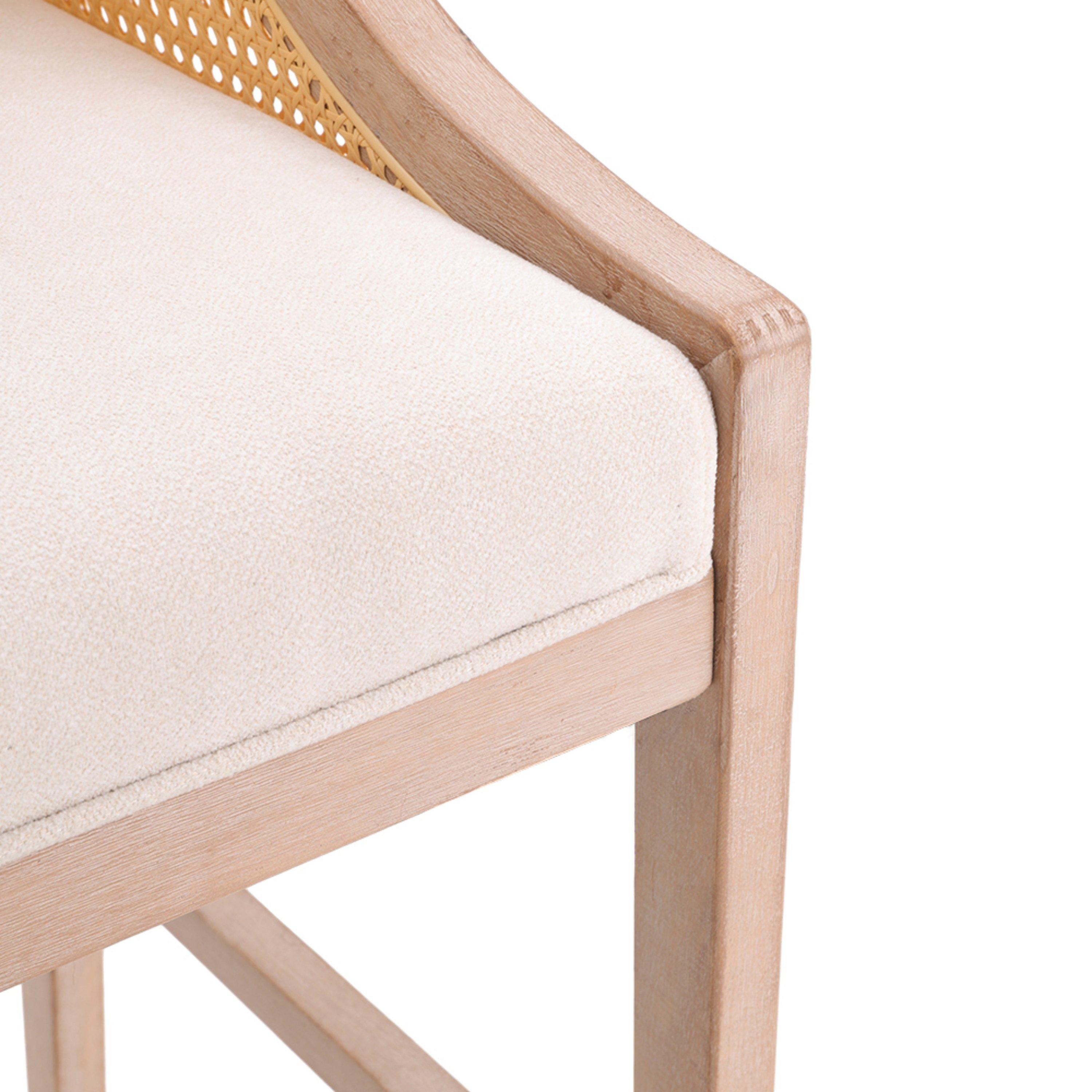 Grey - Kabinet UK - 2 Pcs Natural Rattan Bar Stools with Backrest - 8