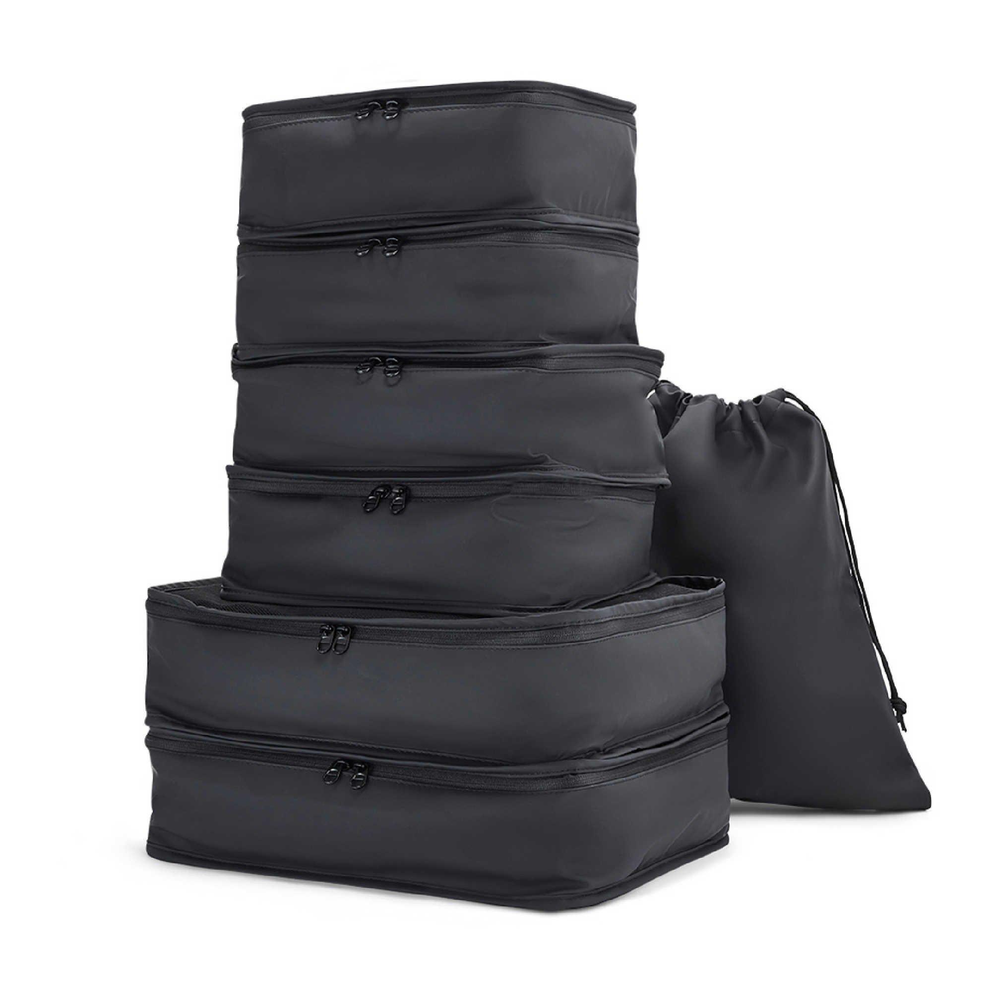 Rock Black 7 Piece Packing Cubes Set - | Includes 6 Organisers & Laundry Bag - Grab Handles - Lightweight & Durable - Maximises Space - Ideal For Travel & Business - Image 6