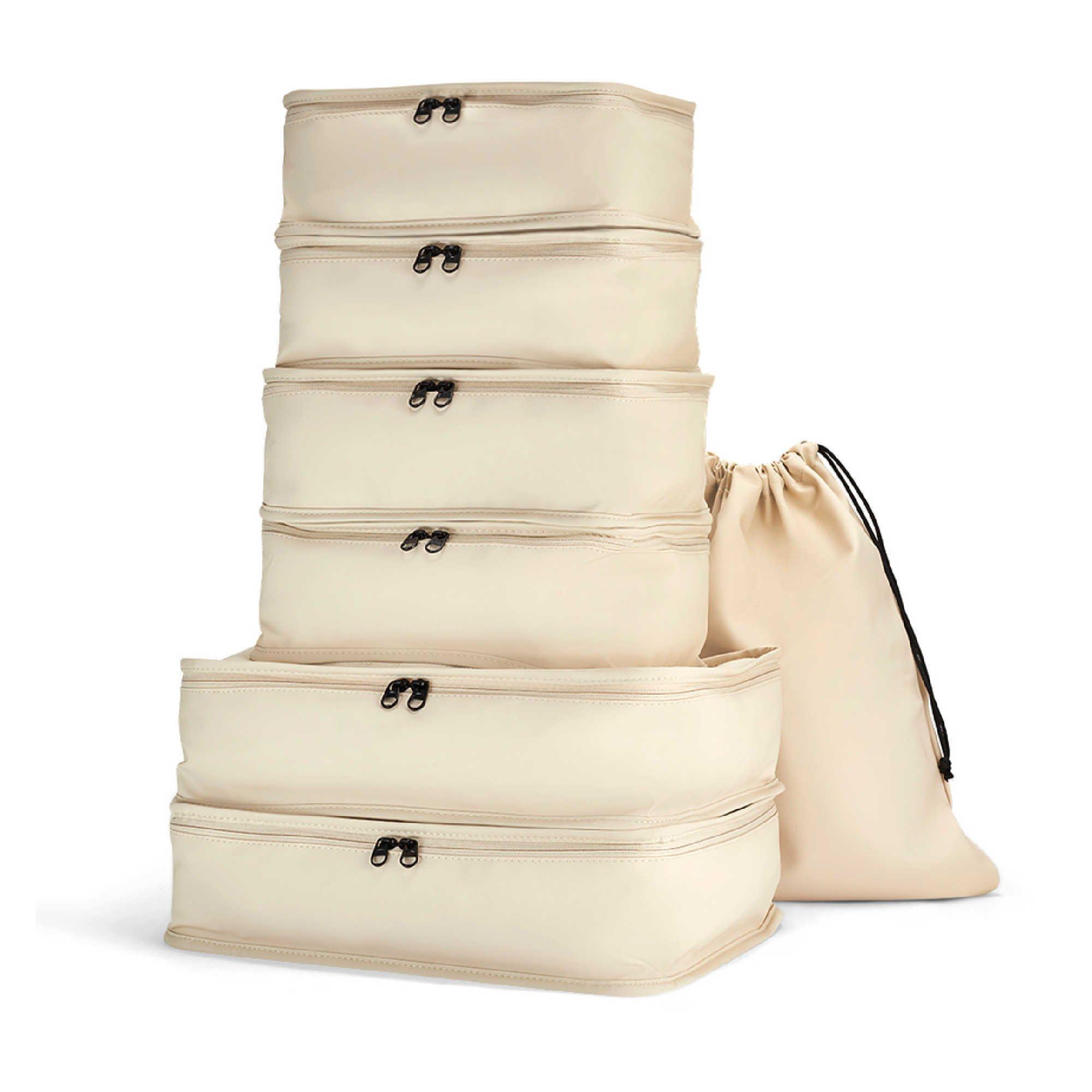 Rock  Packing Cubes Set Of 7 - Beige - 7pc Set