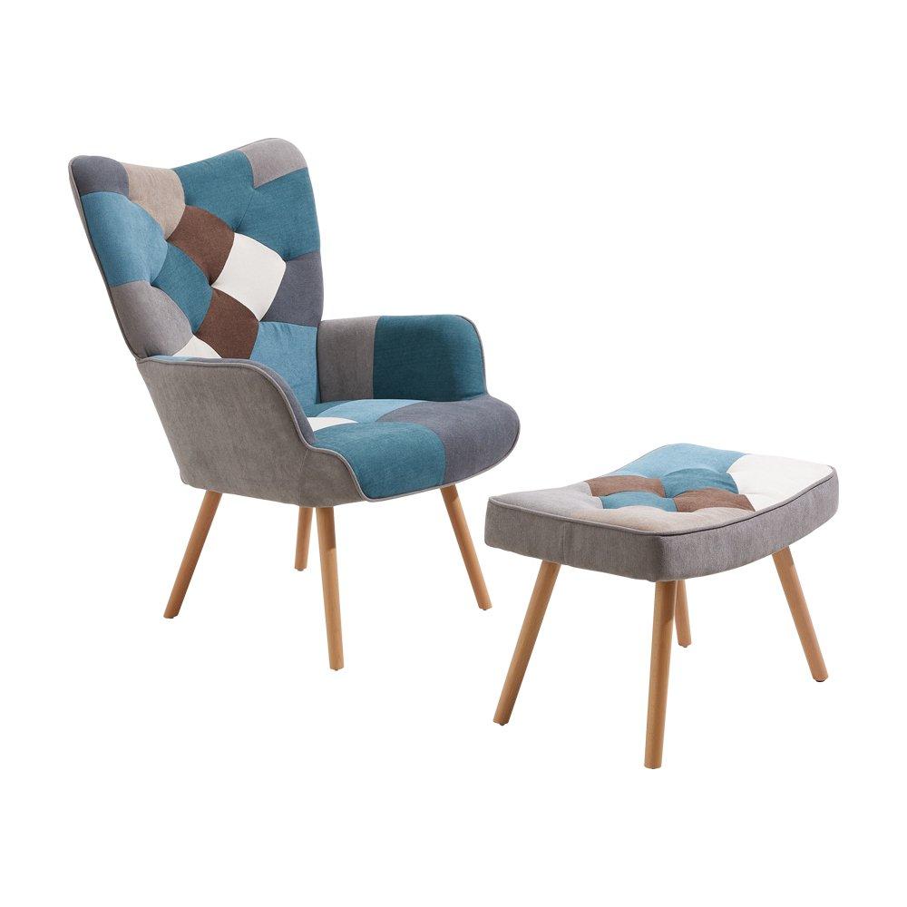 Multicoloured - Kabinet UK - Colour Block Upholstered Wingback Armchair - 2