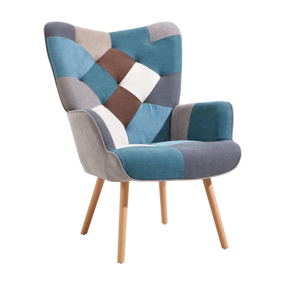 Multicoloured - Kabinet UK - Colour Block Upholstered Wingback Armchair - 3