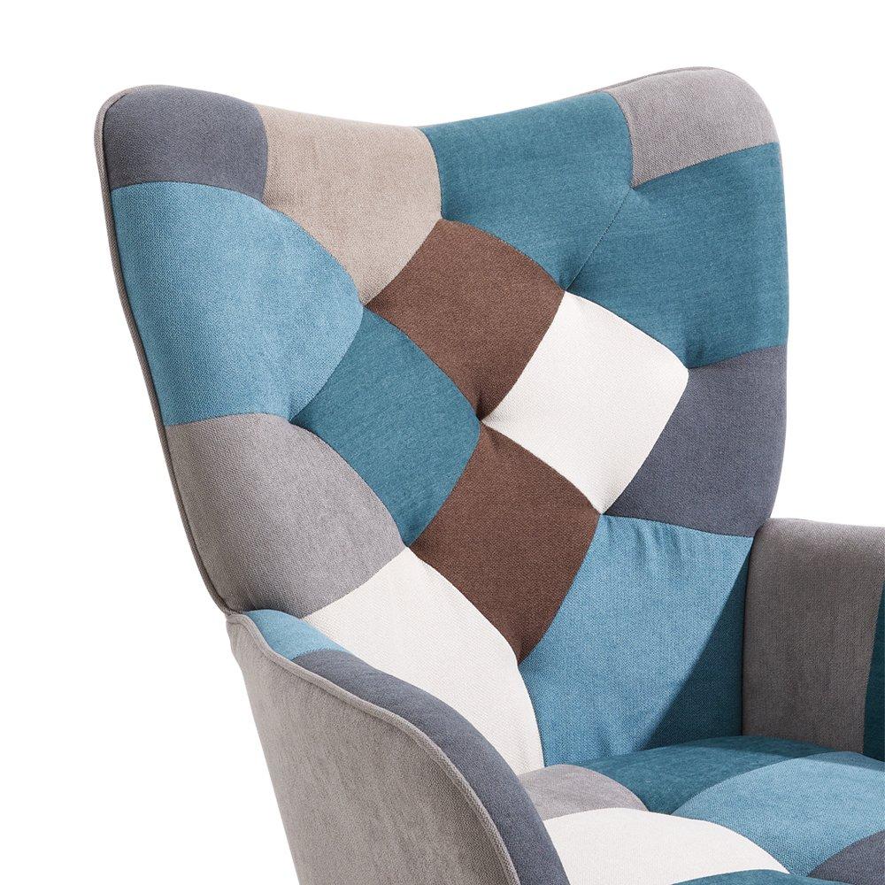 Multicoloured - Kabinet UK - Colour Block Upholstered Wingback Armchair - 6